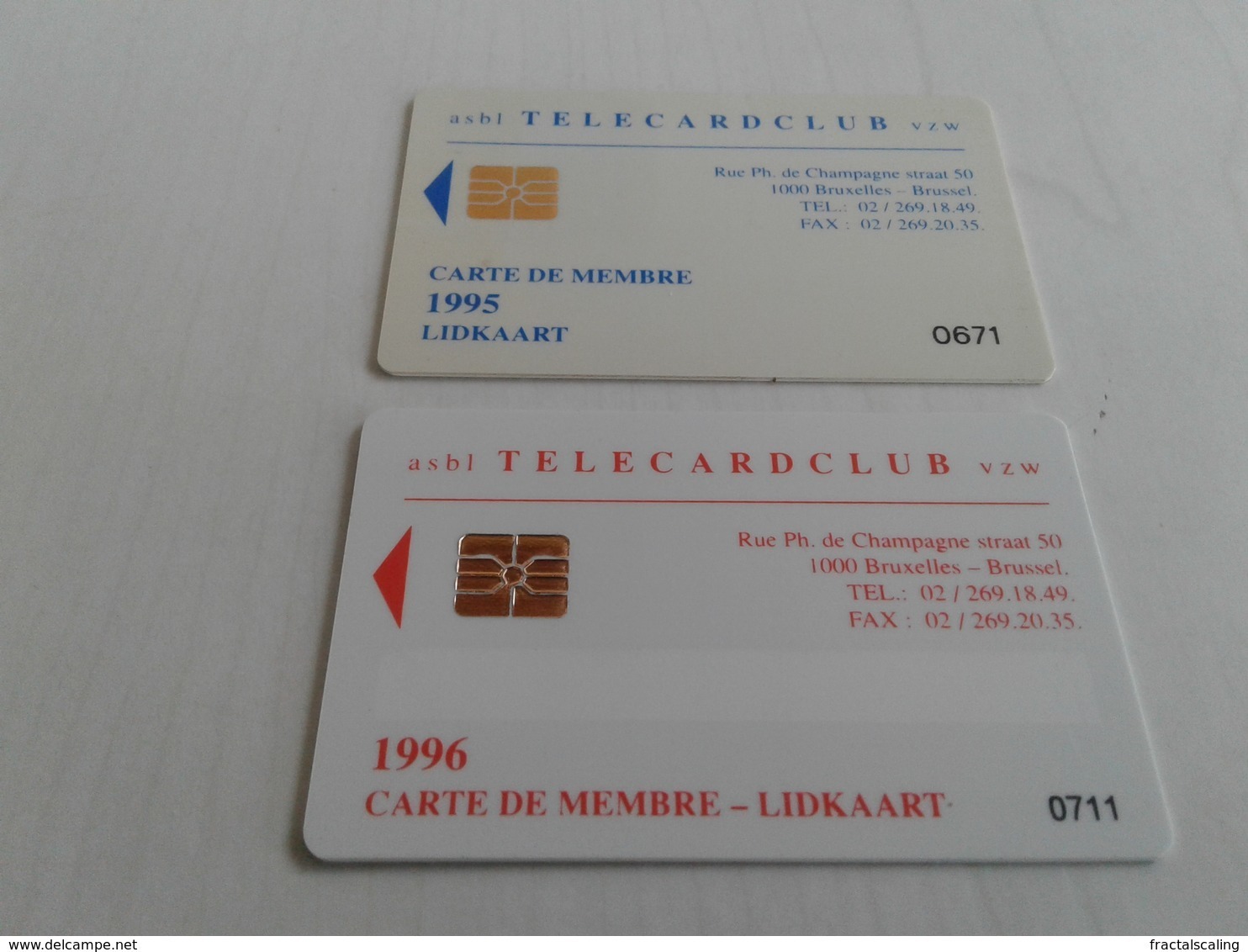 Belgium - 2 Magnetic Membership Cards Telecard Club - Sonstige & Ohne Zuordnung