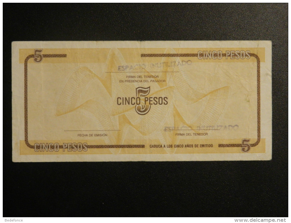 Billet - Cuba - Valeur Faciale : 5 Pesos - Certificat De Devise - Bon état - Cuba