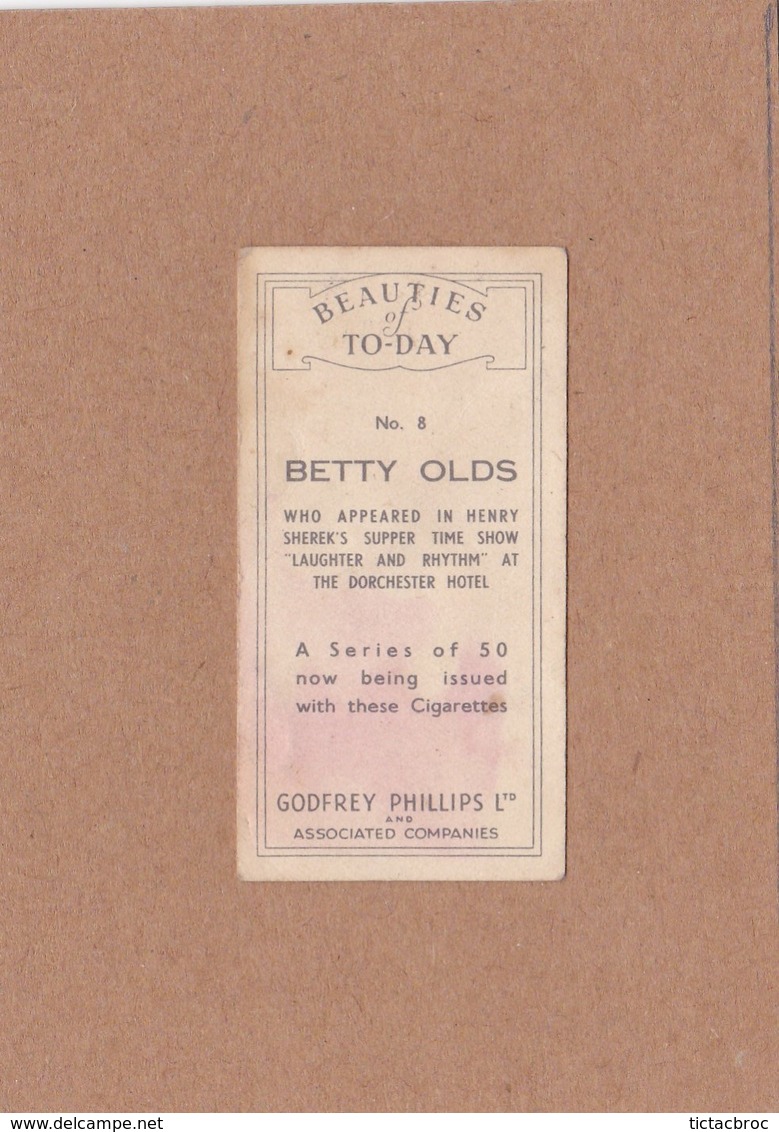 Chromo Cigarettes Godfrey Phillips N°8 Betty Olds Beauties Of To-Day - Phillips / BDV