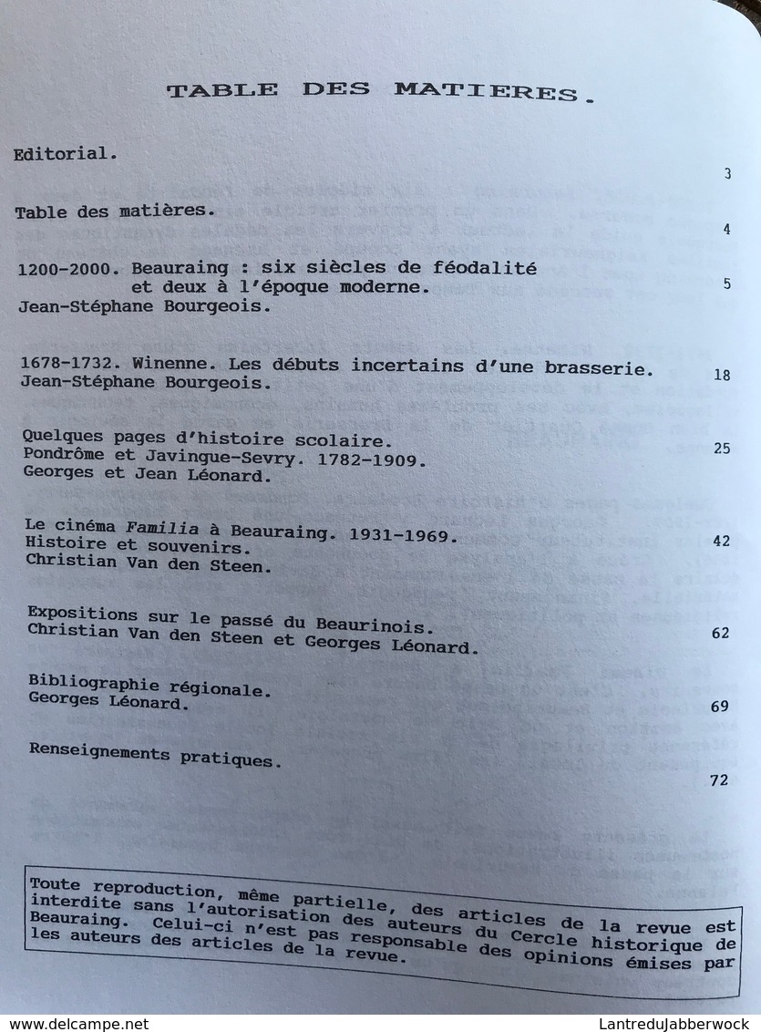 BEAURAING Et Sa Région 18 Cinéma Familia Winenne Brasserie école Javingue-Sevry Pondrôme Histoire Régionalisme Folklore - Belgique