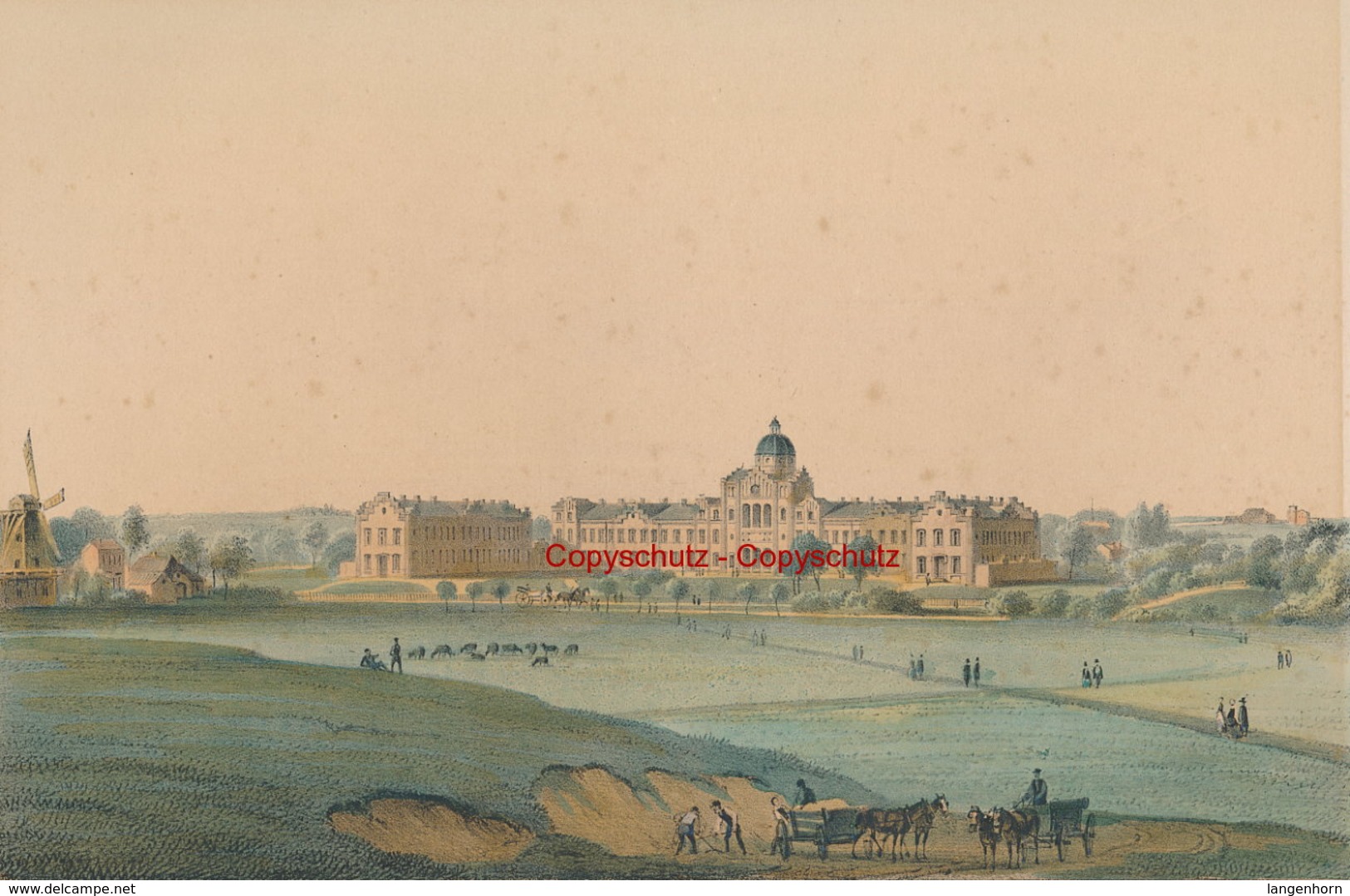Hamburg-Eimsbüttel 'Schröder-Stift' - Original-Lithographie ~ Um 1850 - Eimsbuettel
