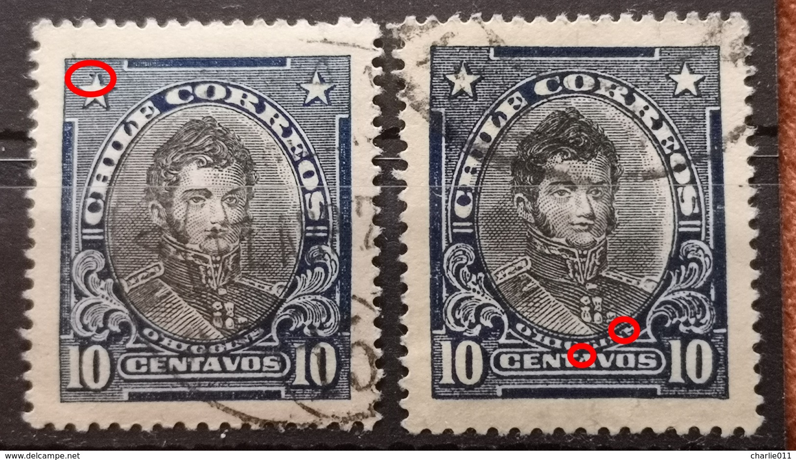 O'HIGGINS-10 C-ERROR-VARIATION-CHILE-1915 - Chile