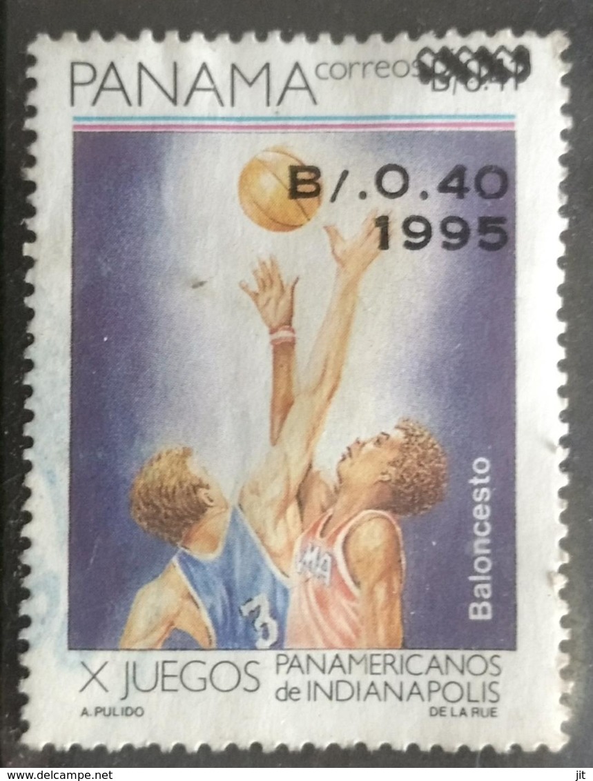 141. PANAMA 1995 USED STAMP SPORTS, BASKETBALL, "SURCHARGED" - Panama