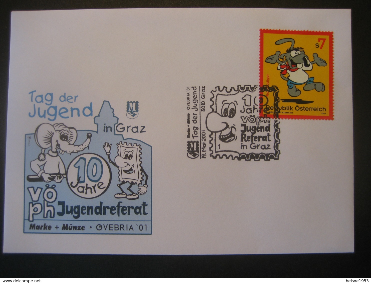 Österreich 2001- Marke + Münze 10 Jahre VÖPh Jugendreferat Schmuckkuvert - Storia Postale