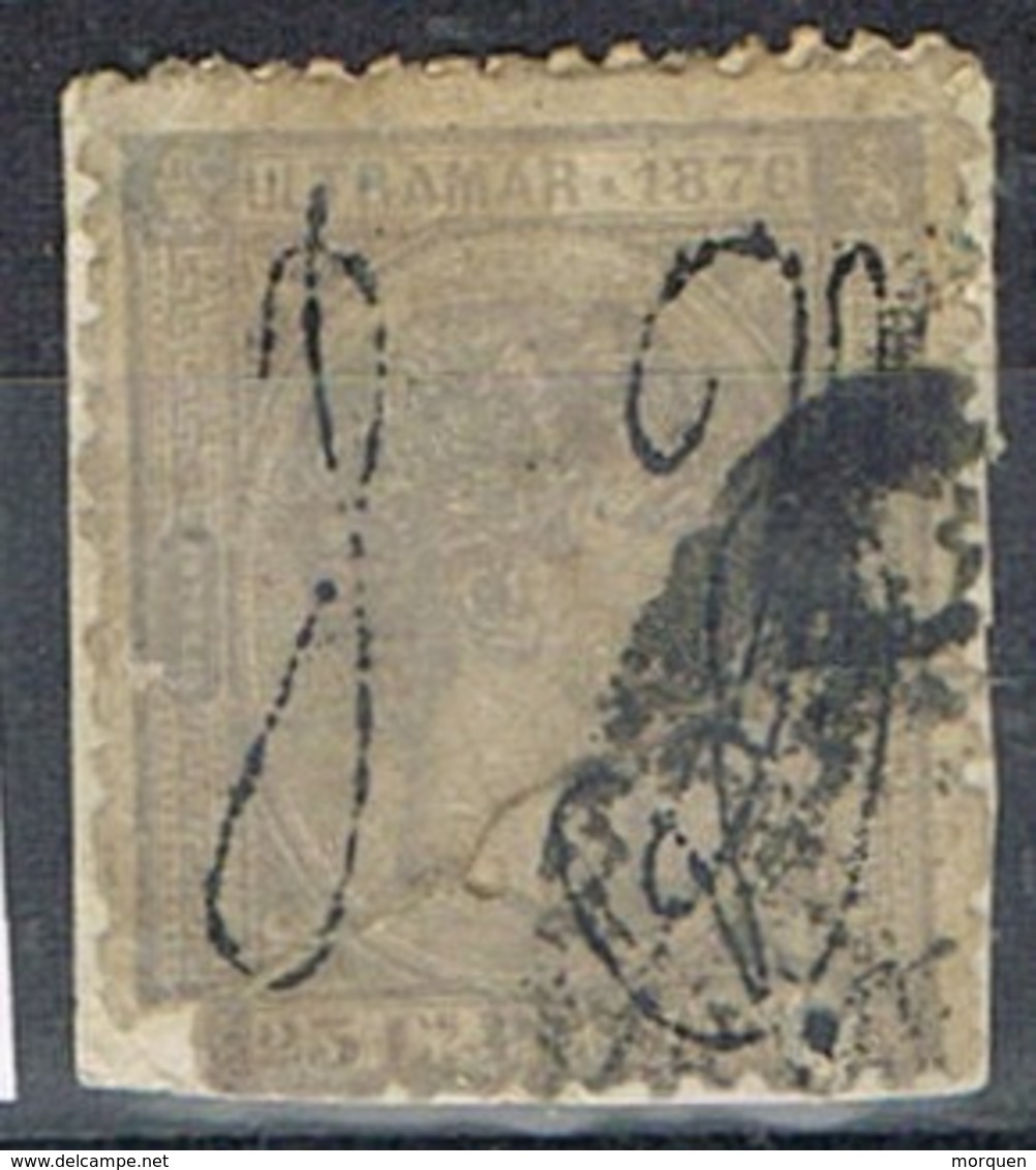 Sello 25 Cts Alfonso XII, Colonia Española PUERTO RICO 1876, Habilitado,  Num 8 º - Puerto Rico