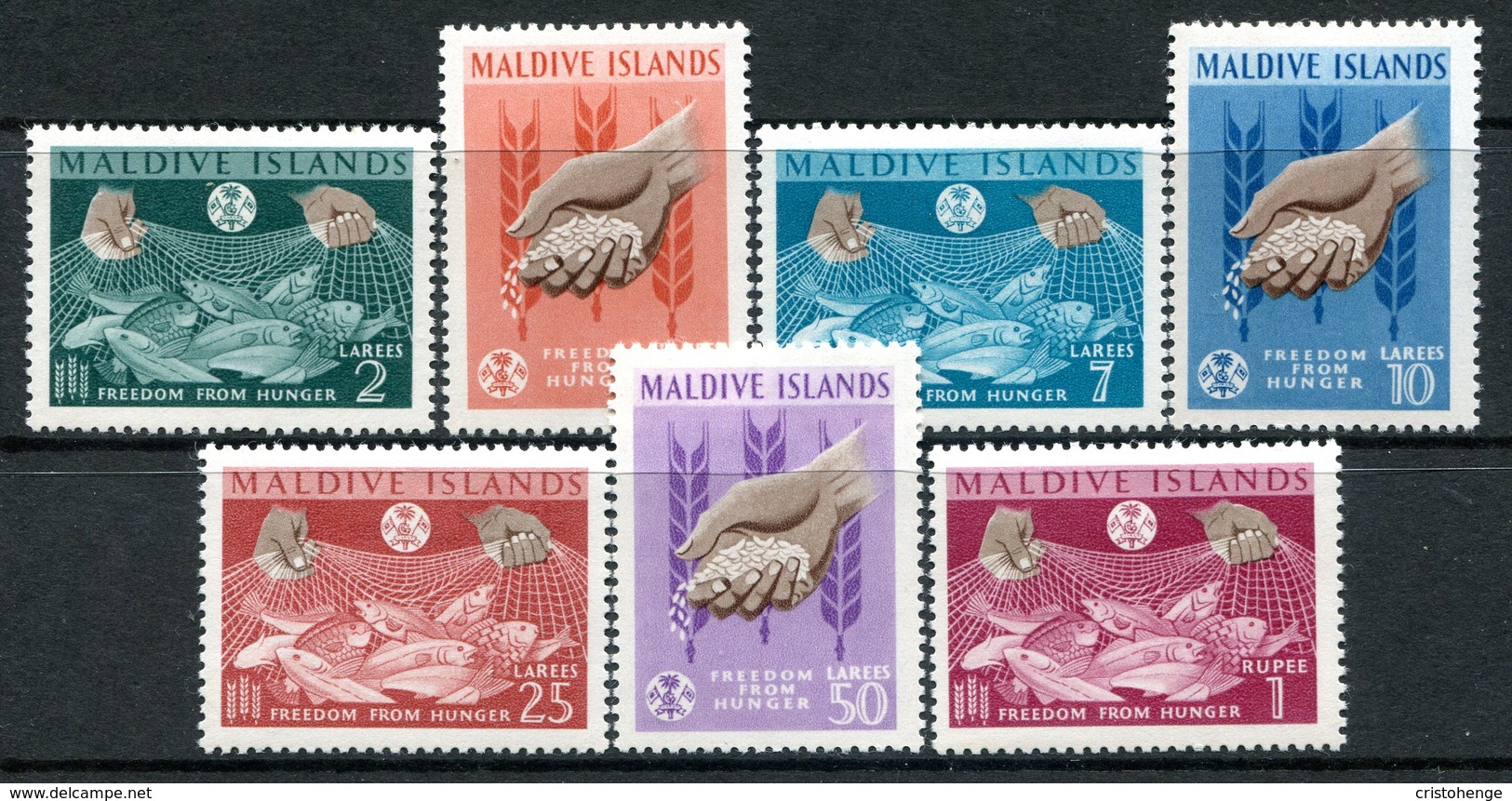 Maldive Islands 1963 Freedom From Hunger Set HM (SG 118-124) - Maldives (...-1965)