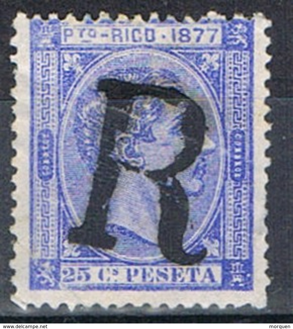 Sello 25 Cts Alfonso XII, Colonia Española PUERTO RICO 1877, R Certificado,  Num 16 º - Puerto Rico