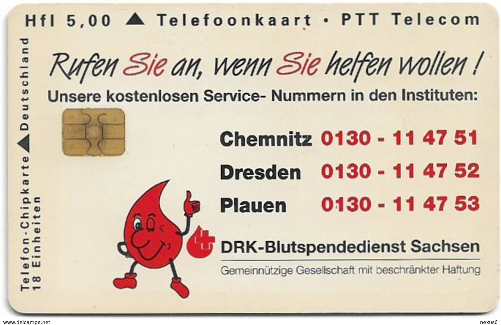 Netherlands/Germany (Cooperation) - DRK - Blutspendedienst Sachsen, 5ƒ, 10.000ex, Used - Privé