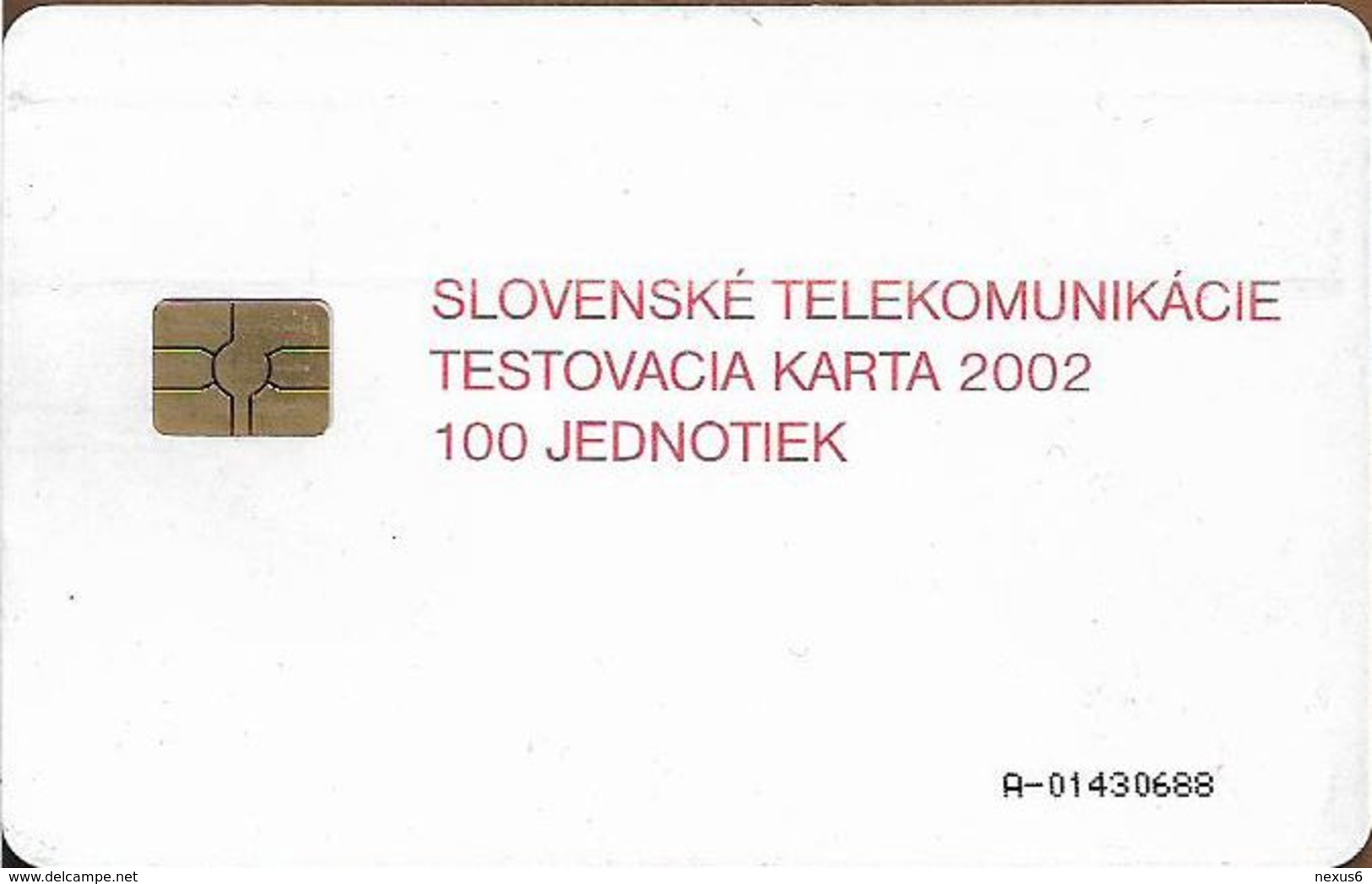 Slovakia - Slovak Telekom - Test Card 2002, Gem5 Red, 100Units, 1.000ex, Used - Slowakije