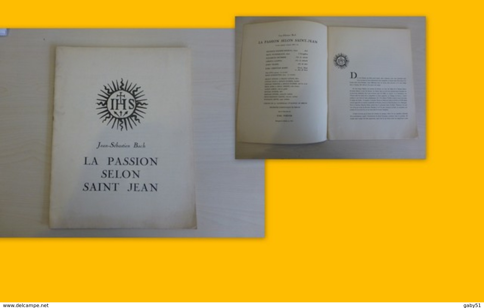 JS BACH, La Passion Selon Saint-Jean, 1961,  TB Livret Imprimerie De L'Indre 1962  ; L08 - Programas