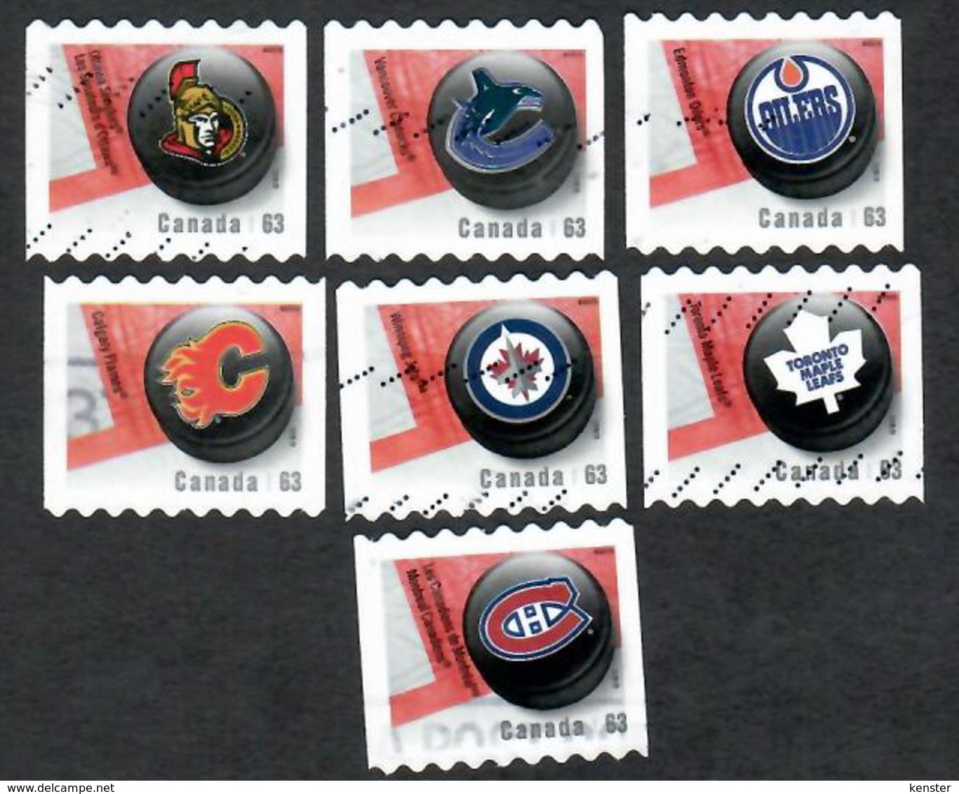 Sc. # 2662-68 NHL Team Logos Coil Set Used 2007 K657 - Oblitérés