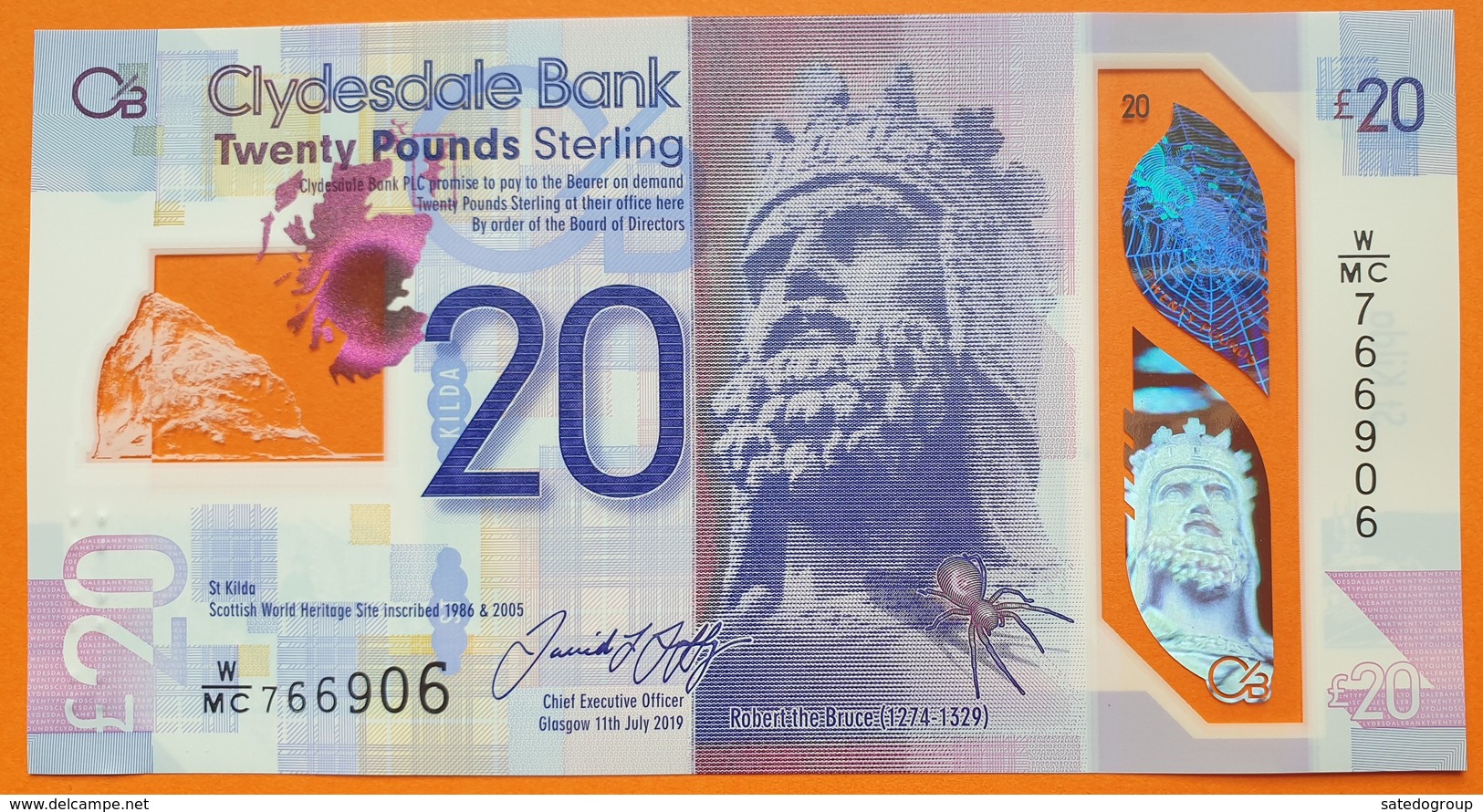 Scotland 20 Pounds 2019 UNC P- NEW < Clydesdale Bank > Polymer - 20 Pounds