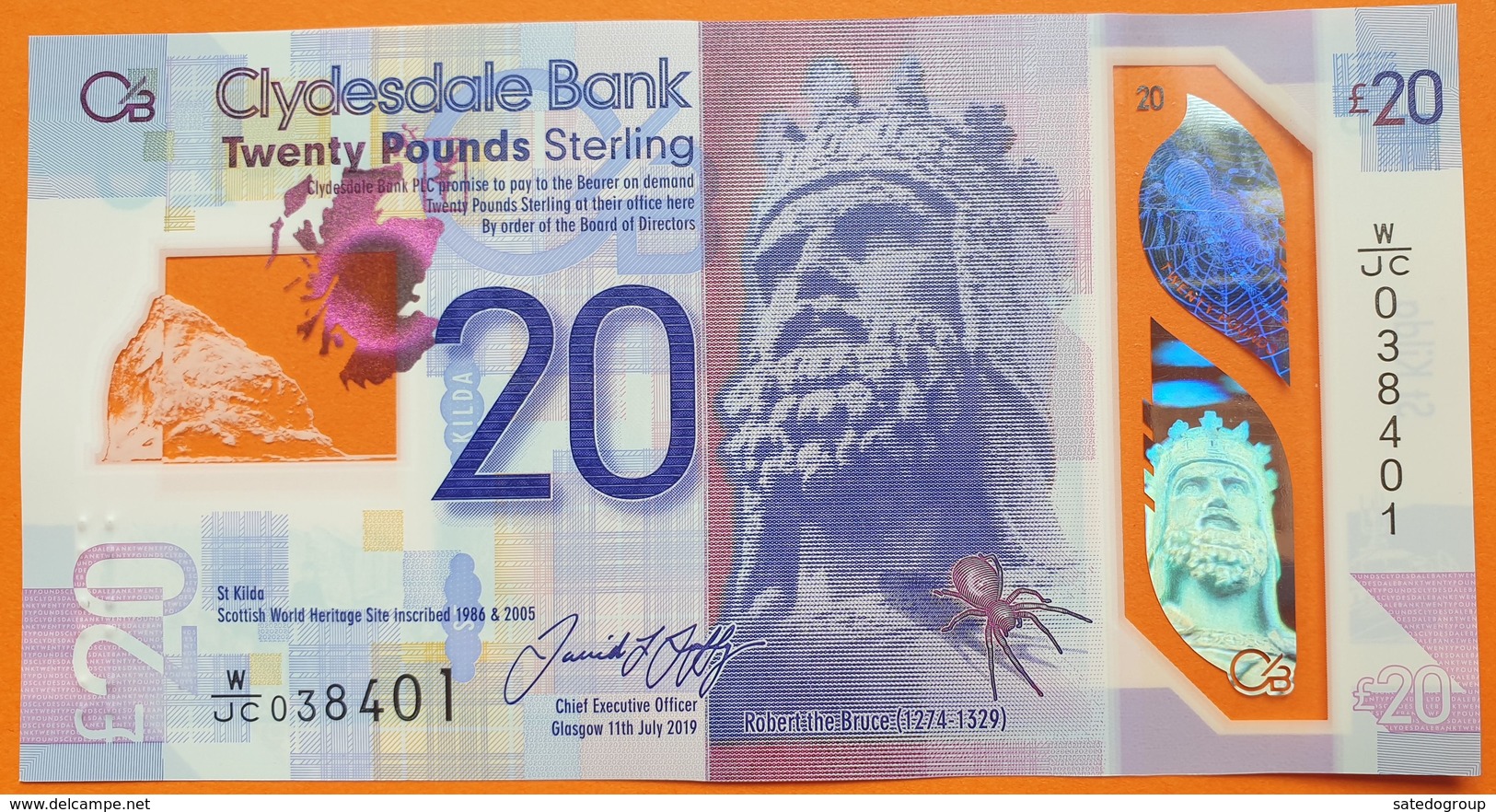 Scotland 20 Pounds 2019 UNC P- NEW < Clydesdale Bank > Polymer - 20 Pounds