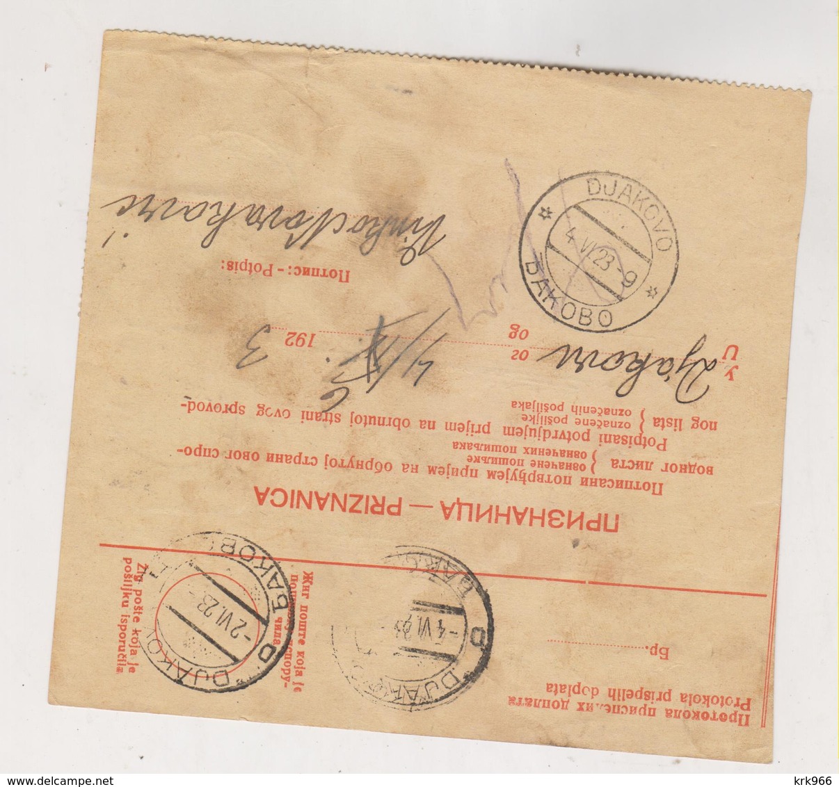 YUGOSLAVIA,SPLIT 1923 Parcel Card - Briefe U. Dokumente