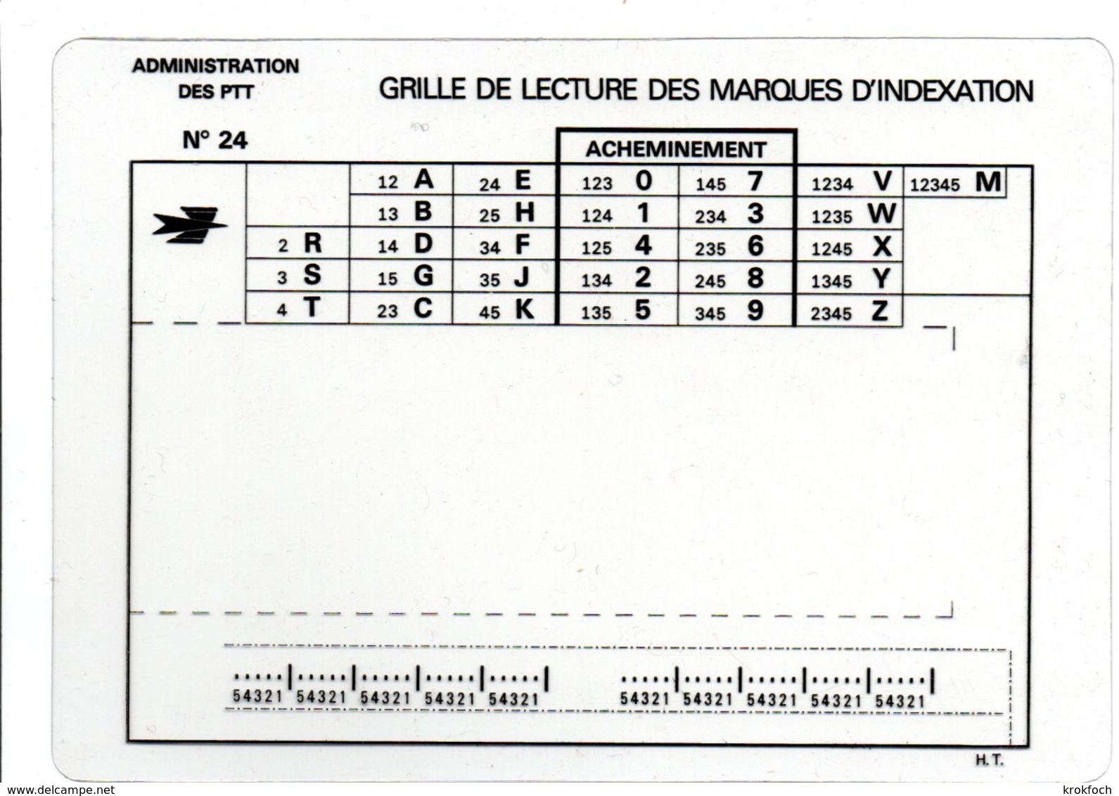 Grille De Lecture Des Marques D'indexation - Curieux Imprimé Plastique Transparent - 16,5 X 11,4 Cm - PTT N°24 - 1961-....