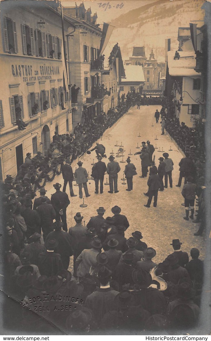 ZELL Am SEE AUSTRIA ~ WINTER SPORTS FESTIVAL-ICESTOCK SPORT~BAVARIAN CURLING~1906 REAL PHOTO POSTCARD 46359 - Zell Am See