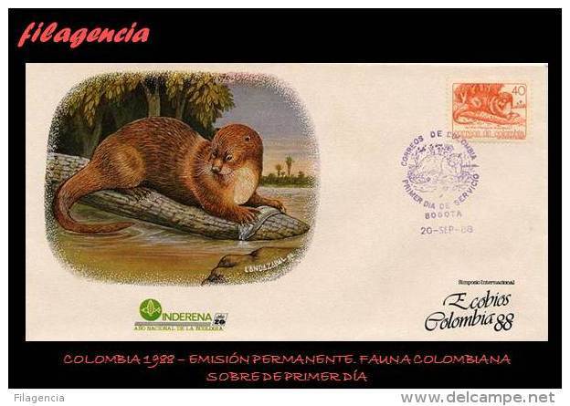 AMERICA. COLOMBIA SPD-FDC. 1988 EMISIÓN PERMANENTE. FAUNA COLOMBIANA. NUTRIA - Colombia