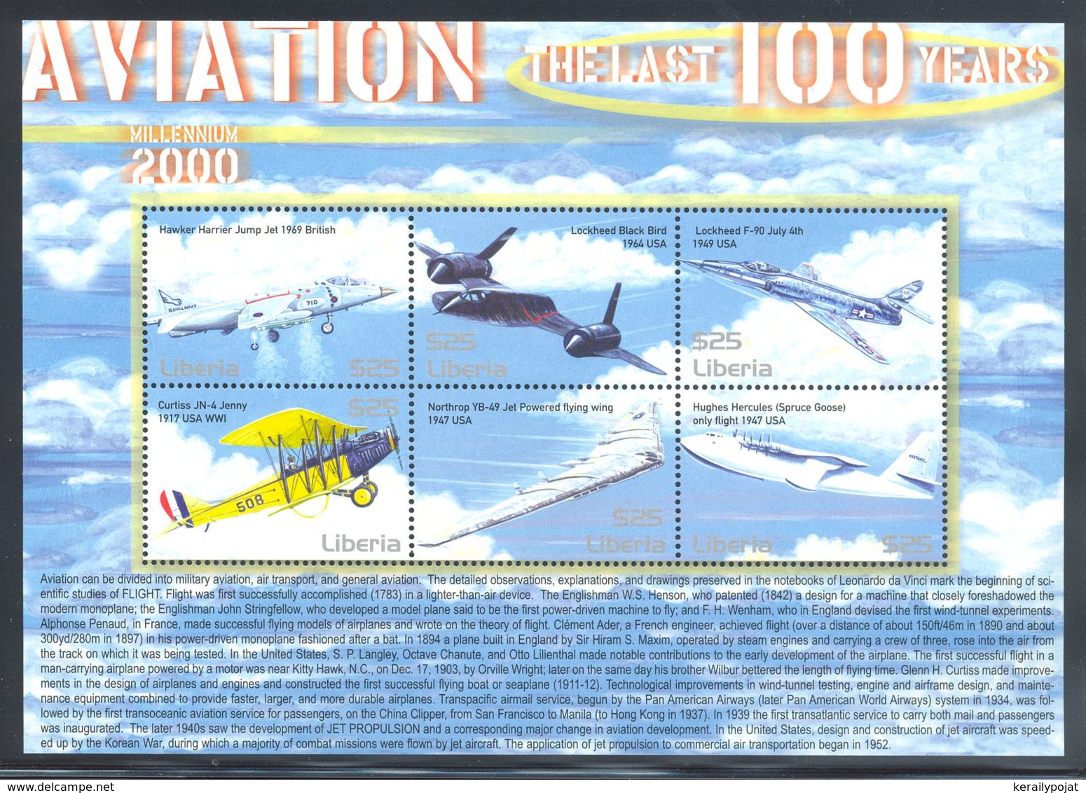 Liberia - 2001 History Of Aviation Kleinbogen (1) MNH__(THB-2080) - Liberia