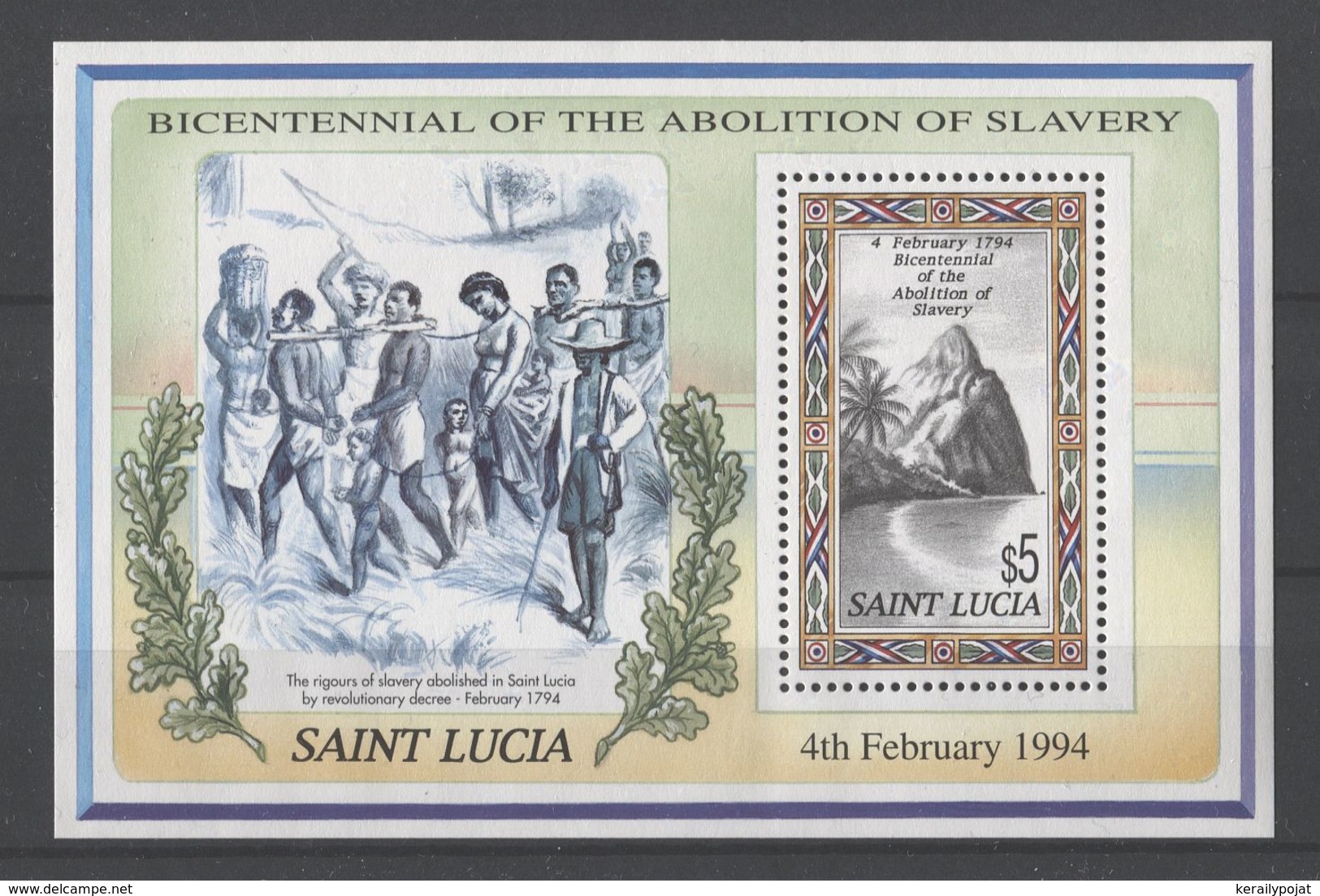 St.Lucia - 1994 Abolition Of Slavery Block MNH__(TH-18117) - St.Lucia (1979-...)