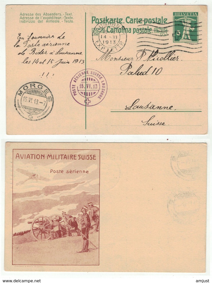 Suisse // Schweiz // Switzerland // Poste Aérienne // Vol  Du 14 Et 15 Juin 1913 Lausanne-Morges - Primeros Vuelos