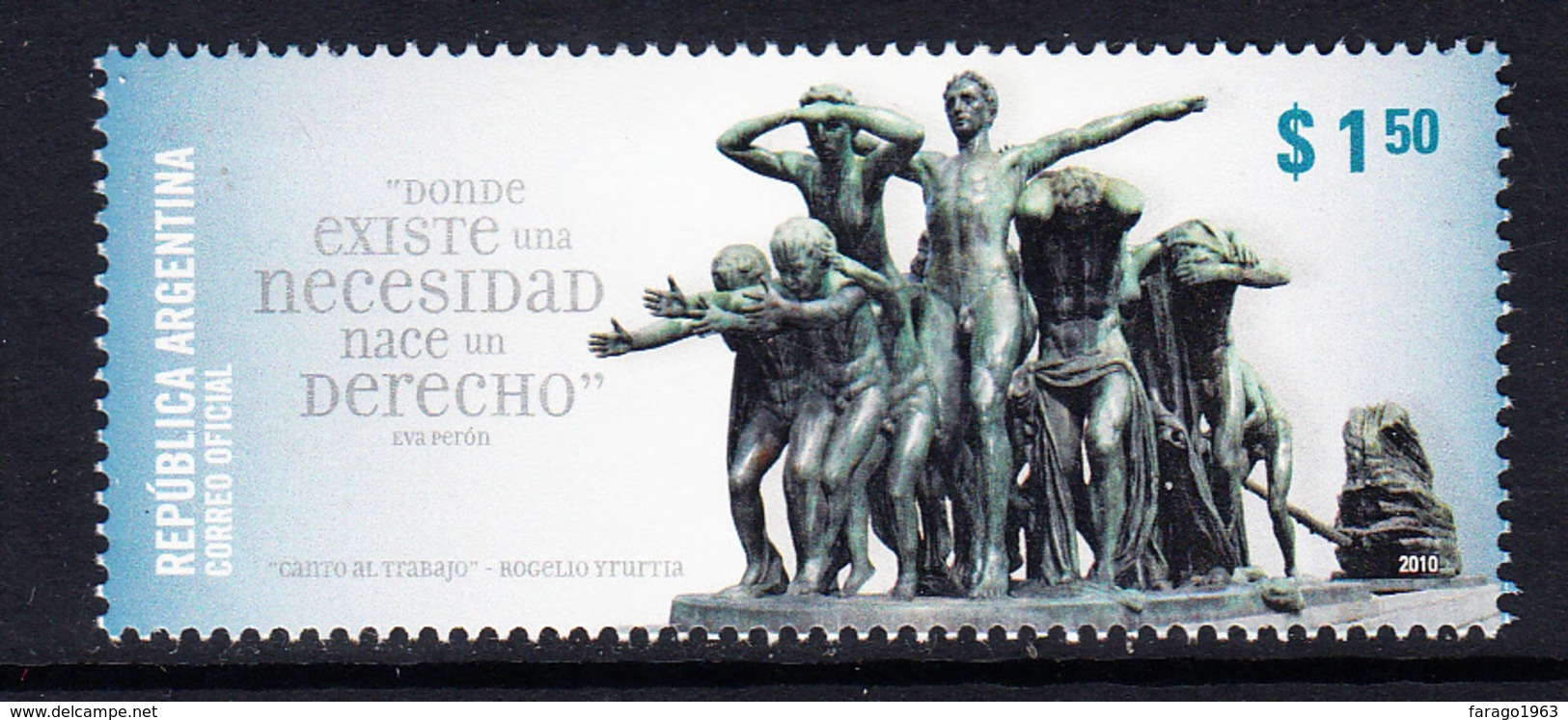 2010 Argentina Art Sculpture Complete Set Of 1 MNH - Ungebraucht