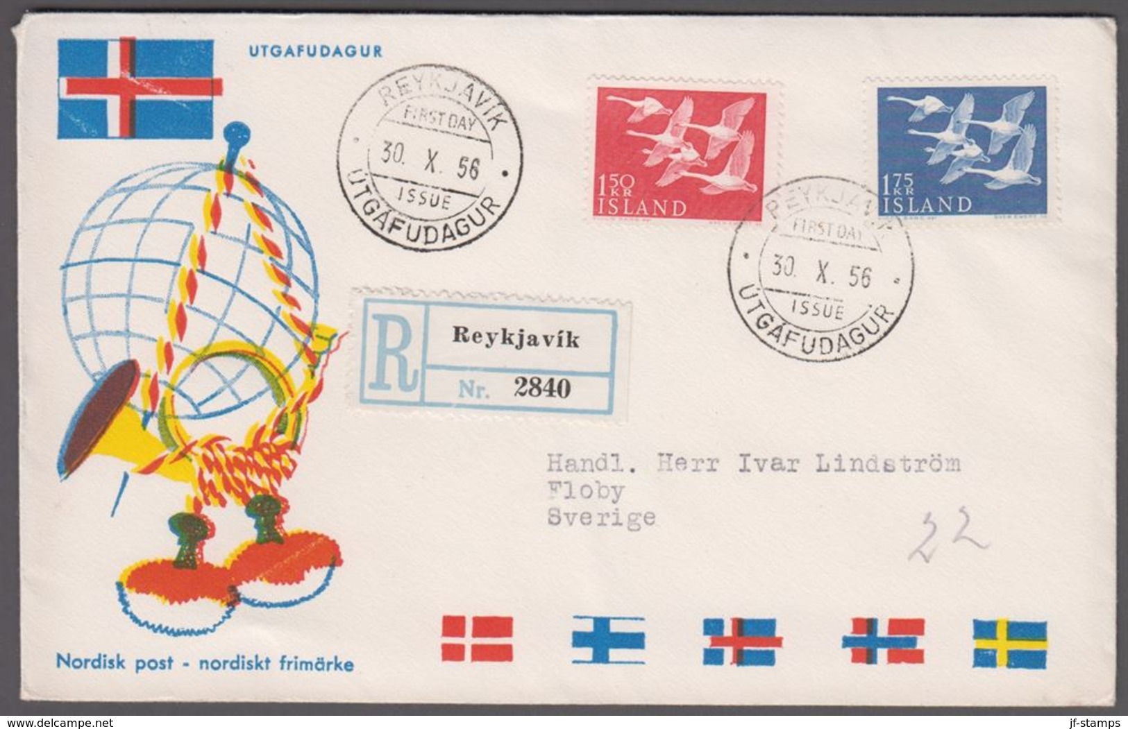 1956. NORDEN. FDC REYKJAVIK 30. X. 56.  (Michel 312-313) - JF361942 - Covers & Documents