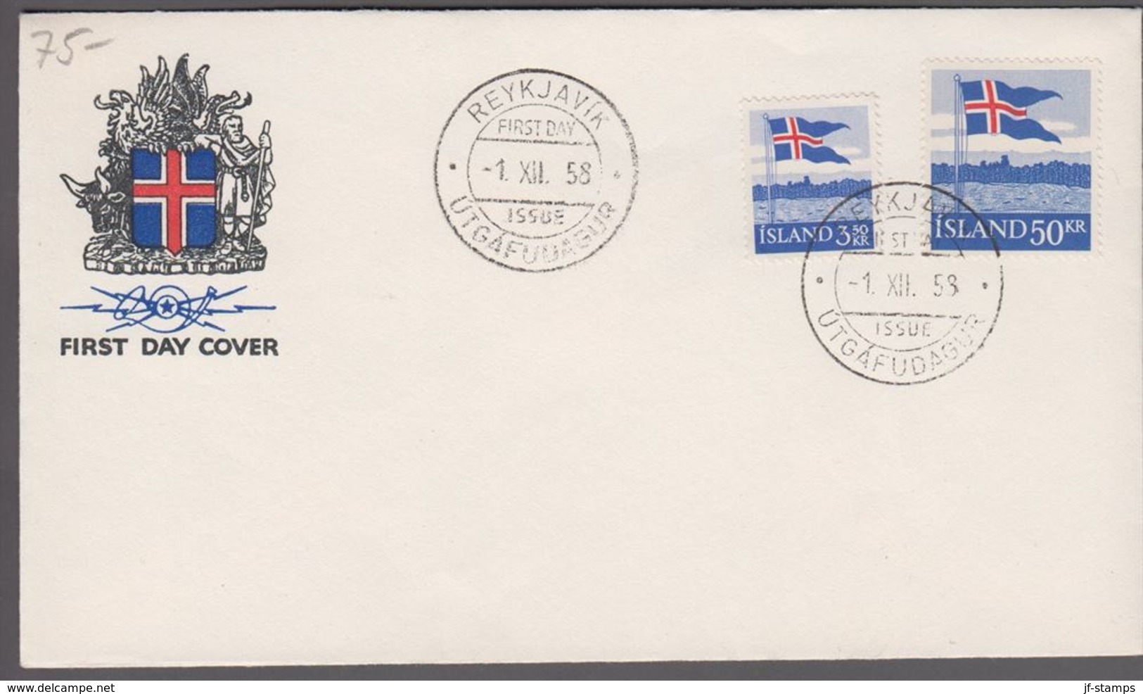 1958. FLAG. FDC REYKJAVIK -1. XII. 58.  (Michel 327-328) - JF361946 - Covers & Documents