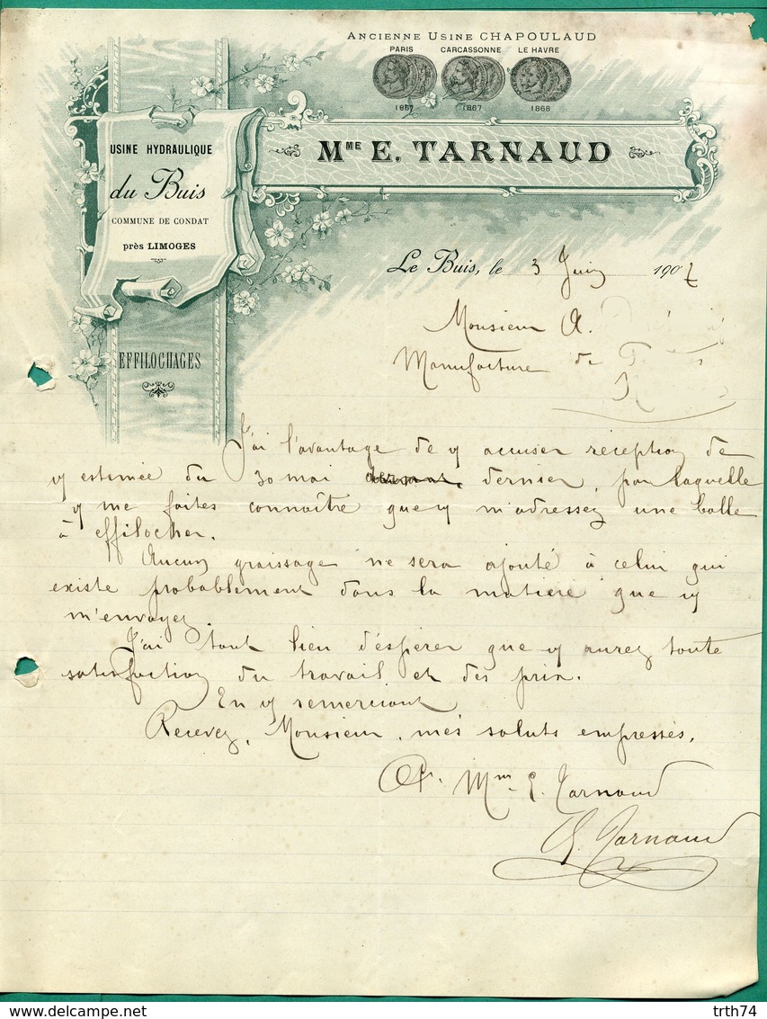 87 Prés Limoges Le Buis Commune De Condat Usine Hydraulique E Tarnaud 3 Juin 1907 - Other & Unclassified