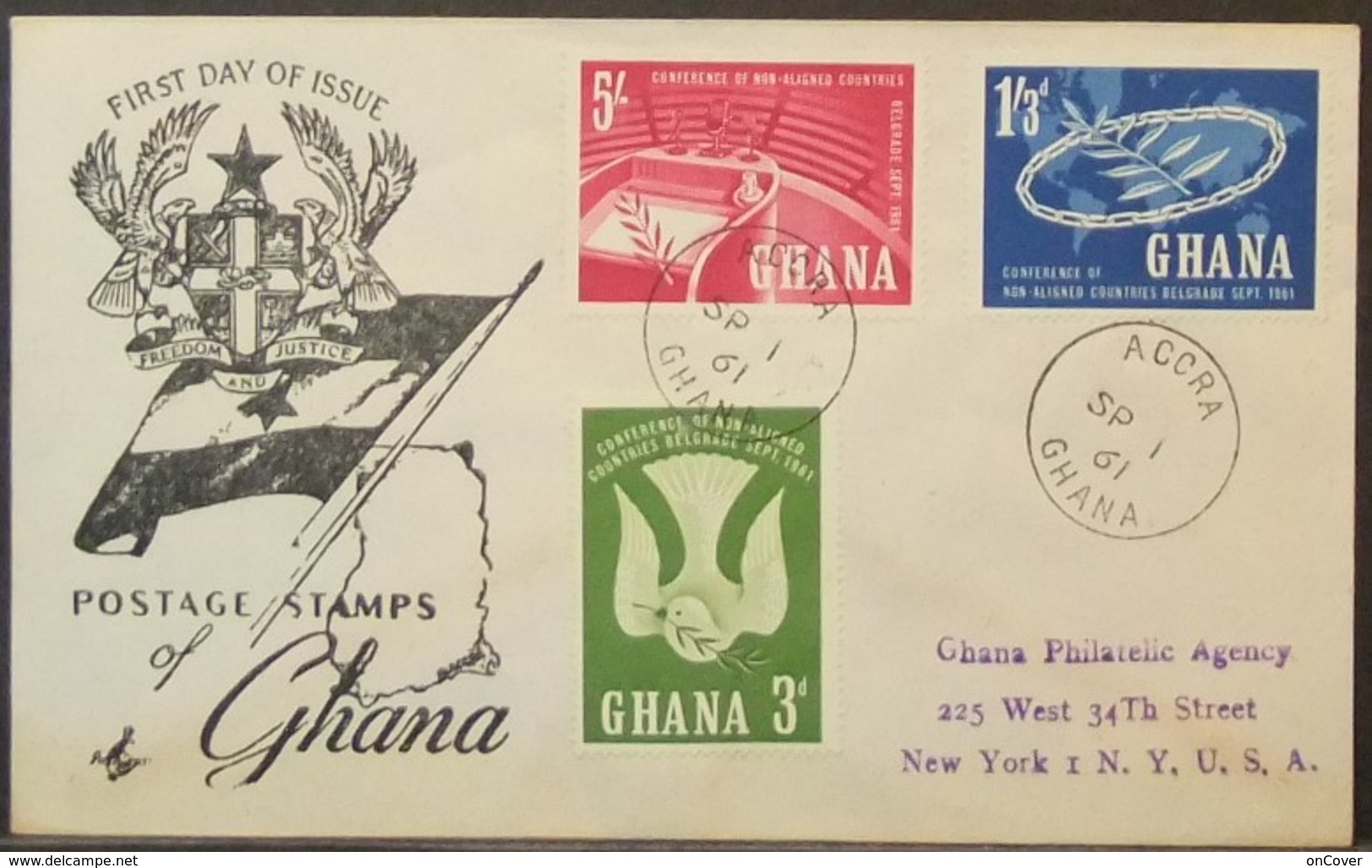 Ghana - Registered FDC Cover To USA 1961 Non-Aligned - Ghana (1957-...)