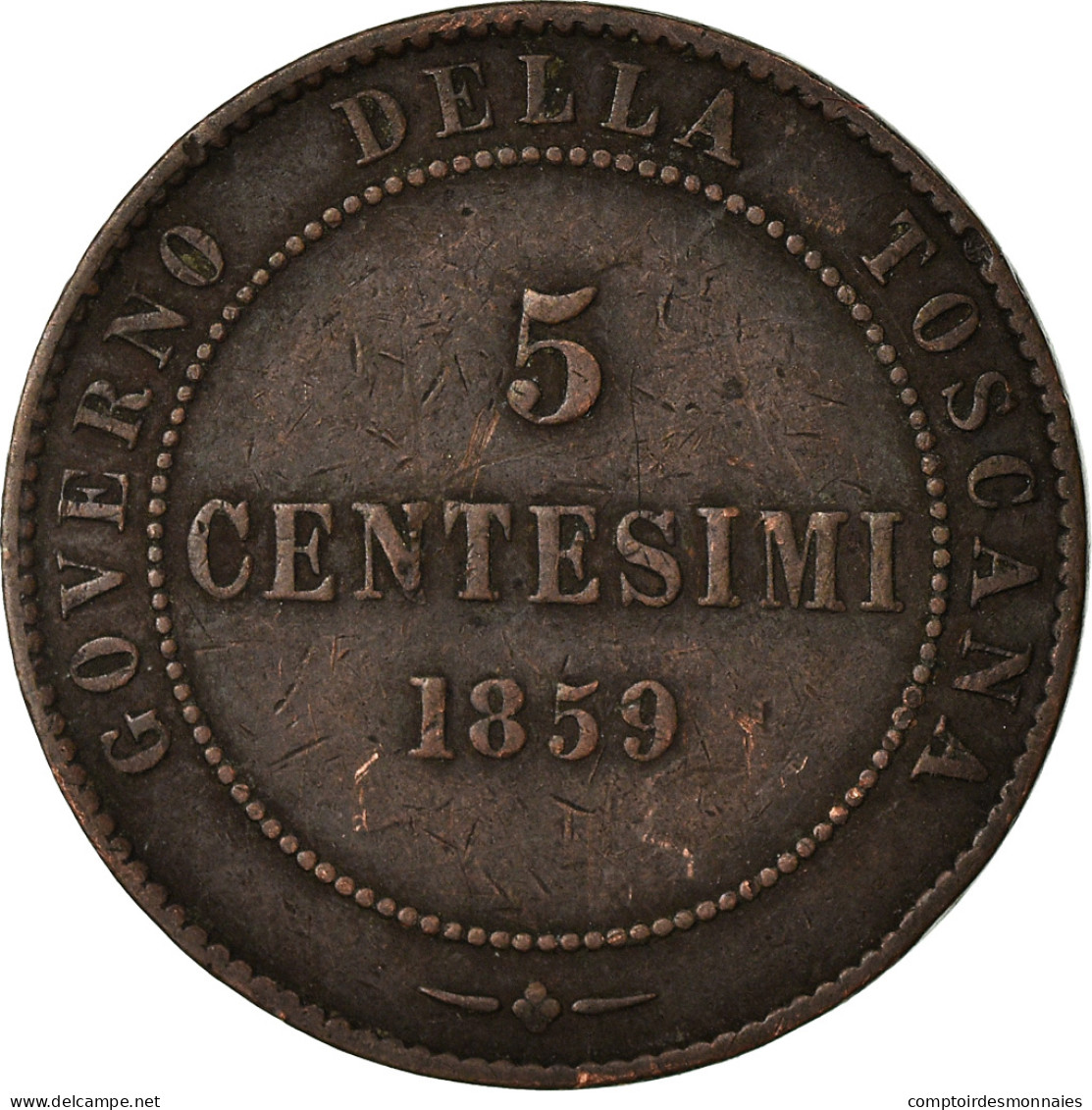 Monnaie, États Italiens, TUSCANY, Provisional Government, 5 Centesimi, 1859 - Toscana