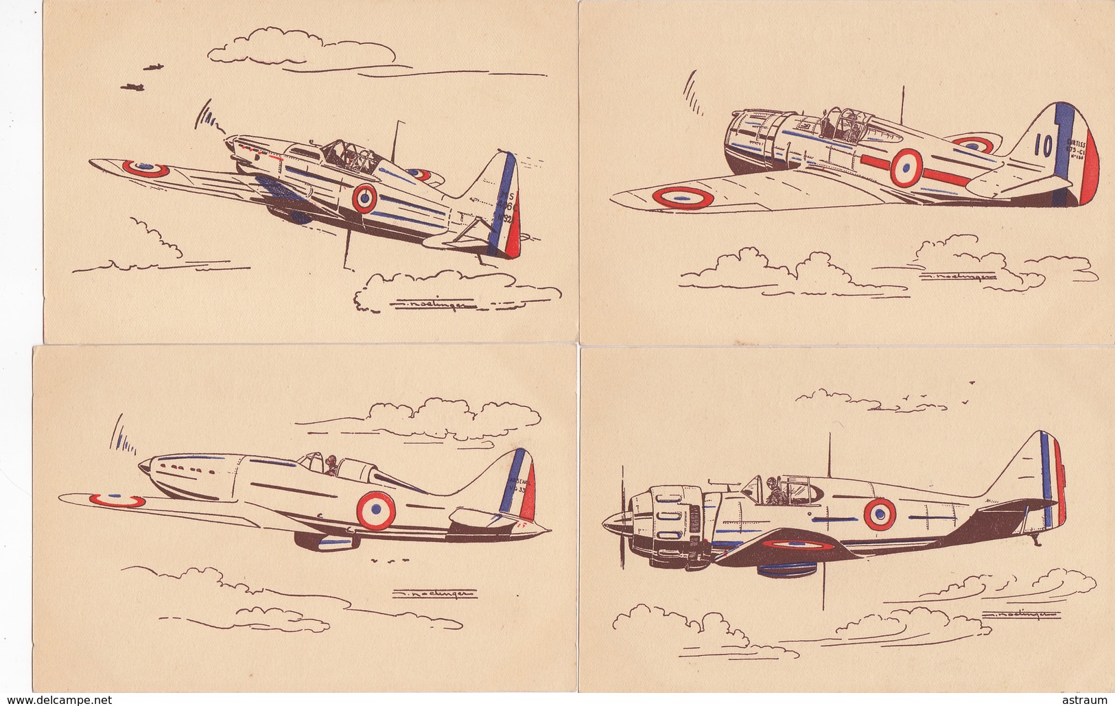 Serie Complete 36 Cpa-aviation De Guerre ( 39 - 45 )- Illustrateur A Identifier-correspondance Entiere -aulnat  (63) - Autres & Non Classés