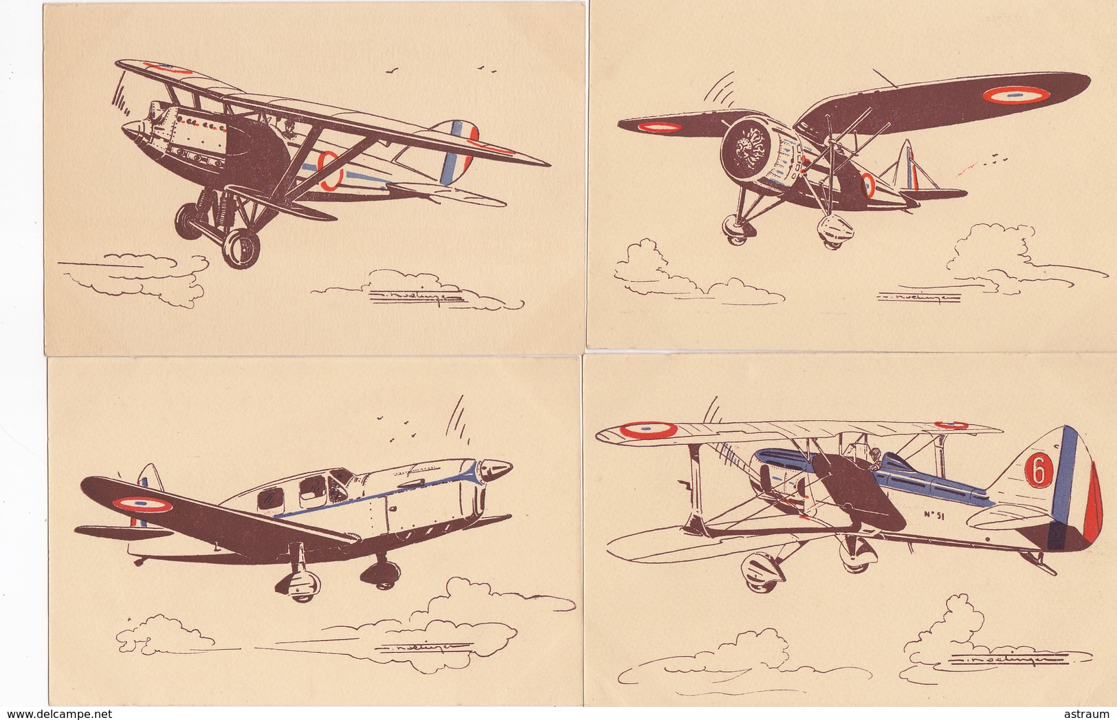 Serie Complete 36 Cpa-aviation De Guerre ( 39 - 45 )- Illustrateur A Identifier-correspondance Entiere -aulnat  (63) - Autres & Non Classés