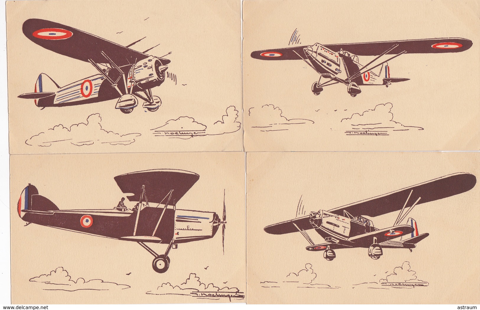 serie complete 36 cpa-aviation de guerre ( 39 - 45 )- illustrateur a identifier-correspondance entiere -aulnat  (63)