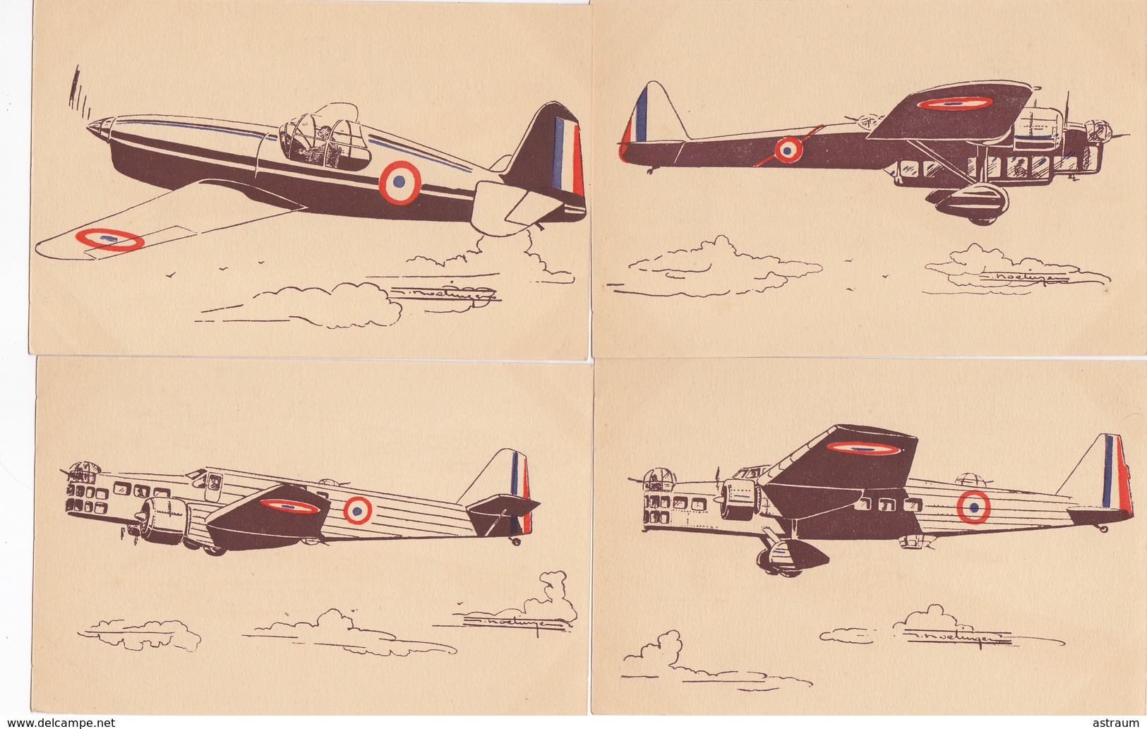 serie complete 36 cpa-aviation de guerre ( 39 - 45 )- illustrateur a identifier-correspondance entiere -aulnat  (63)