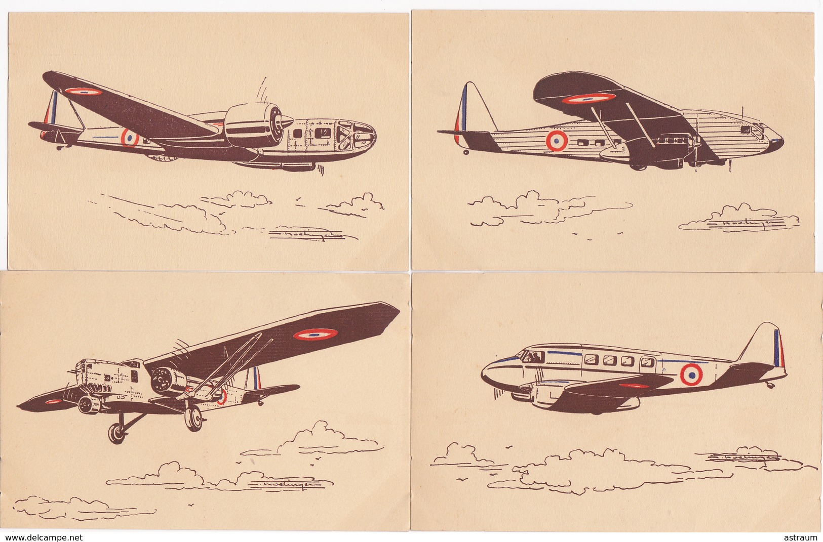 serie complete 36 cpa-aviation de guerre ( 39 - 45 )- illustrateur a identifier-correspondance entiere -aulnat  (63)