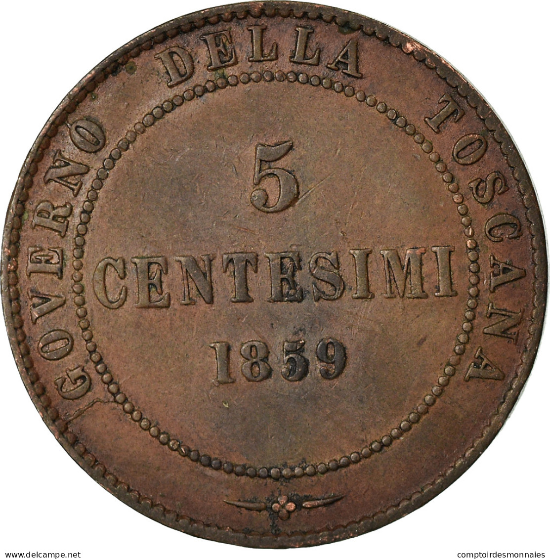 Monnaie, États Italiens, TUSCANY, Provisional Government, 5 Centesimi, 1859 - Tuscan