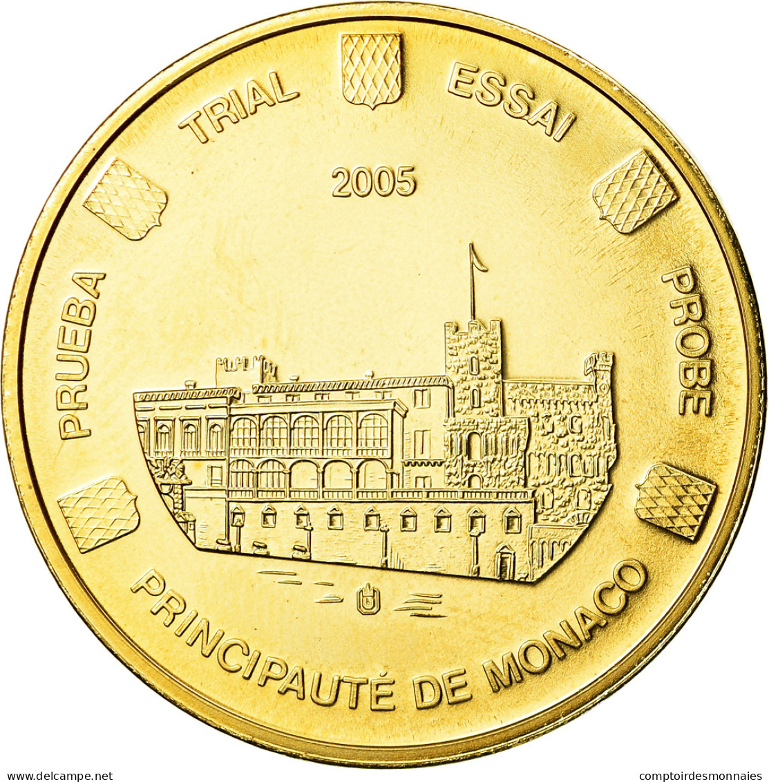 Monaco, Médaille, 50 C, Essai Trial, 2005, FDC, Copper-Nickel Gilt - Other & Unclassified