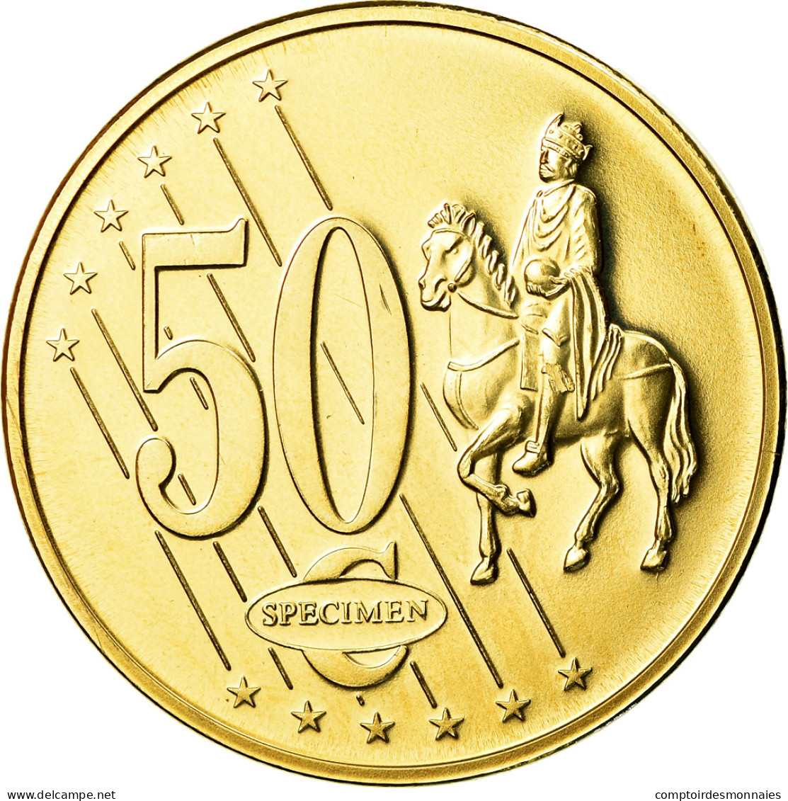 Monaco, Médaille, 50 C, Essai Trial, 2005, FDC, Copper-Nickel Gilt - Other & Unclassified