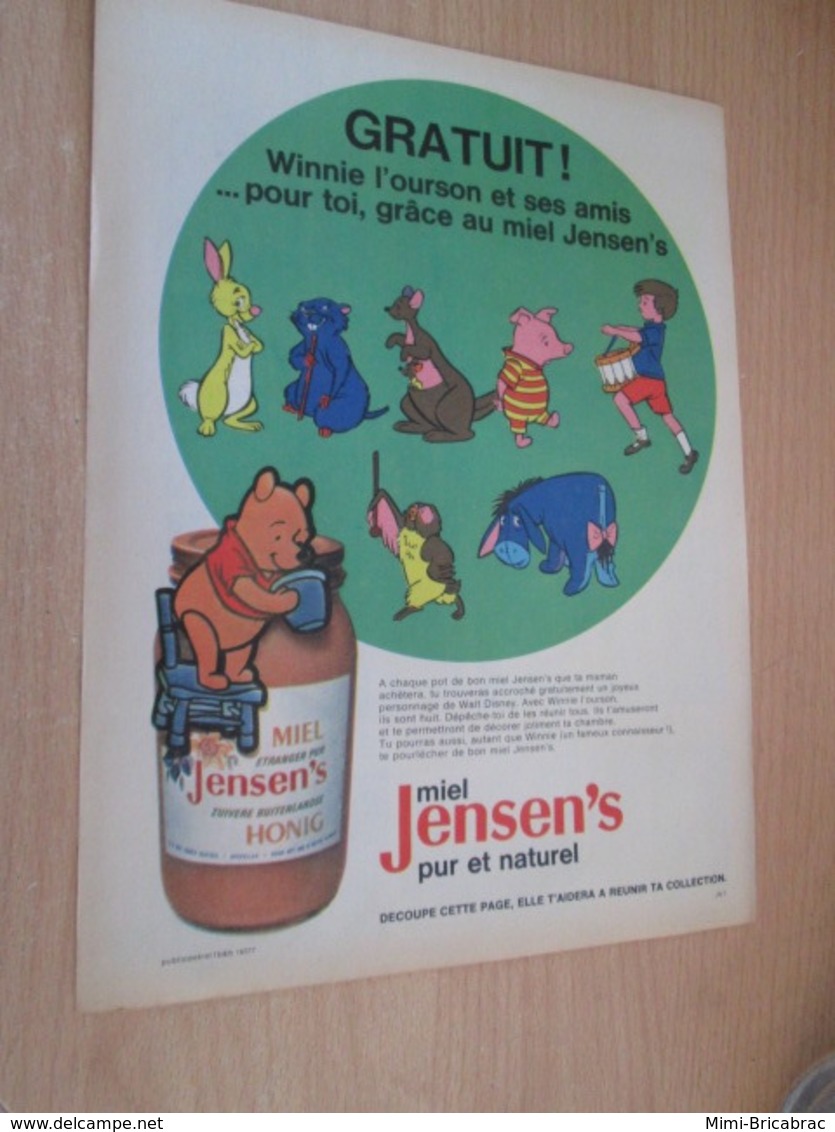 SPITIN20 Pour  Collectionneurs  PUBLICITE 60/70 ;  Format A4 WINNIE L'OURSON MIEL JENSEN'S Plastifiable Sur Demande - Otros & Sin Clasificación