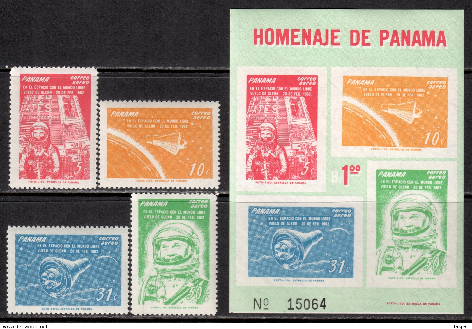 Panama 1962 Mi# 633-636 A, Block 12 ** MNH - 1st Orbital Flight Of US Astronaut John H. Glenn / Space - North  America