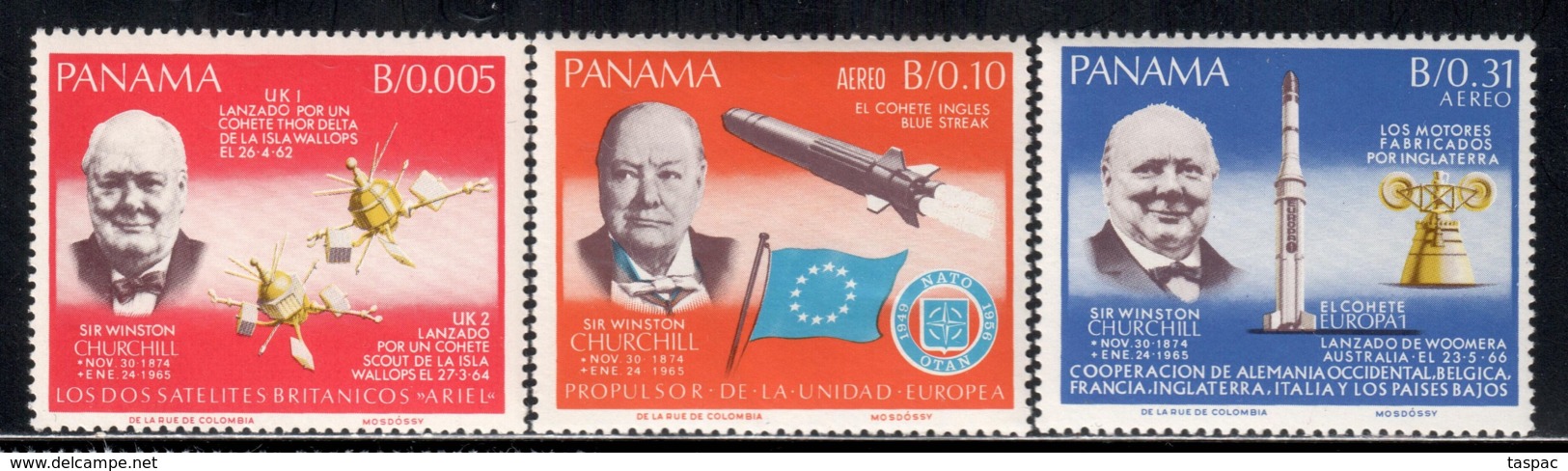 Panama 1966 Mi# 933-935 A ** MNH - Sir Winston Churchill, British Satellites / Space - North  America