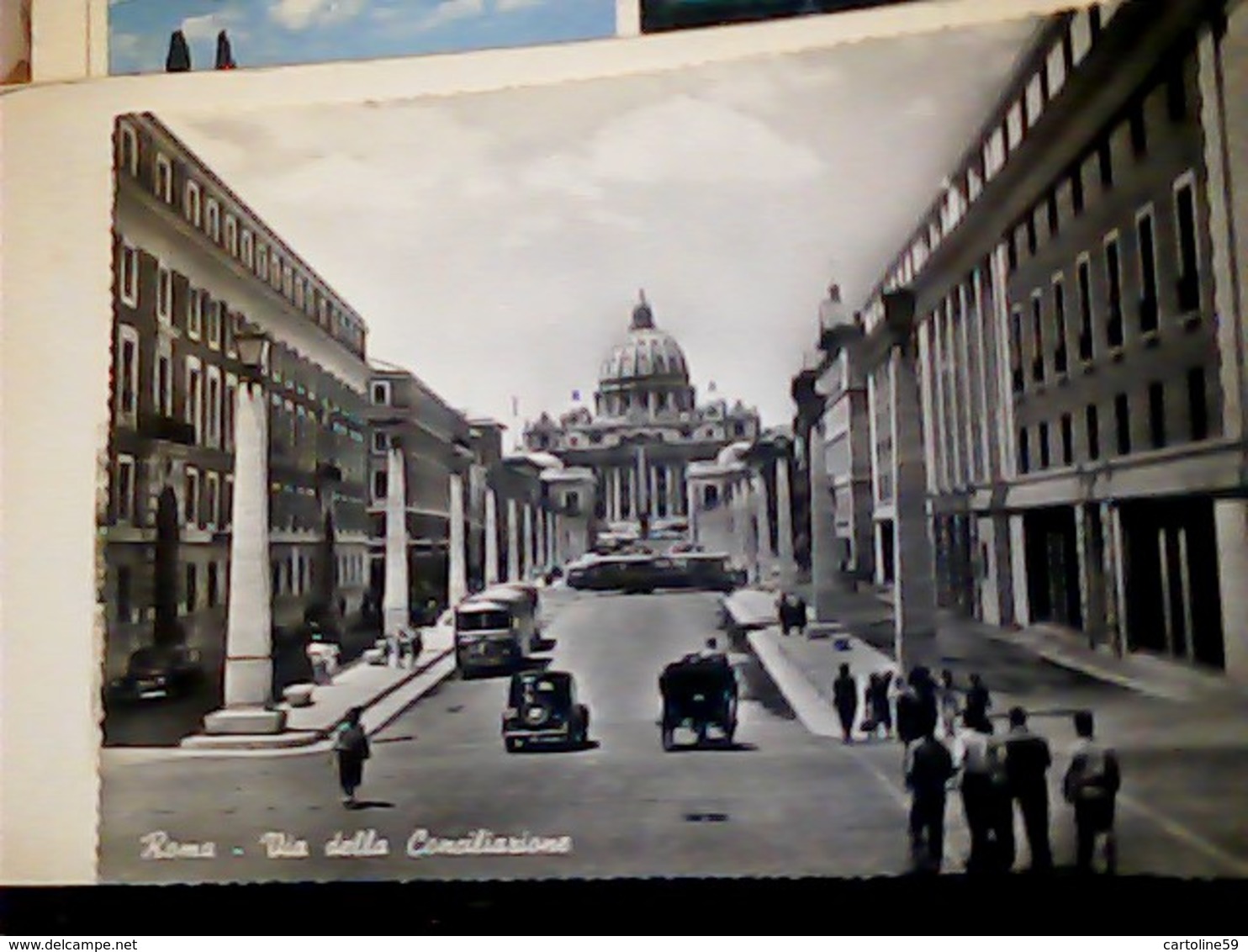 ROMA VIA DELLA CONCILIAZIONE AUTO CAR AUTOBUS CARROZZA N1950  HP9038 - Transportmiddelen