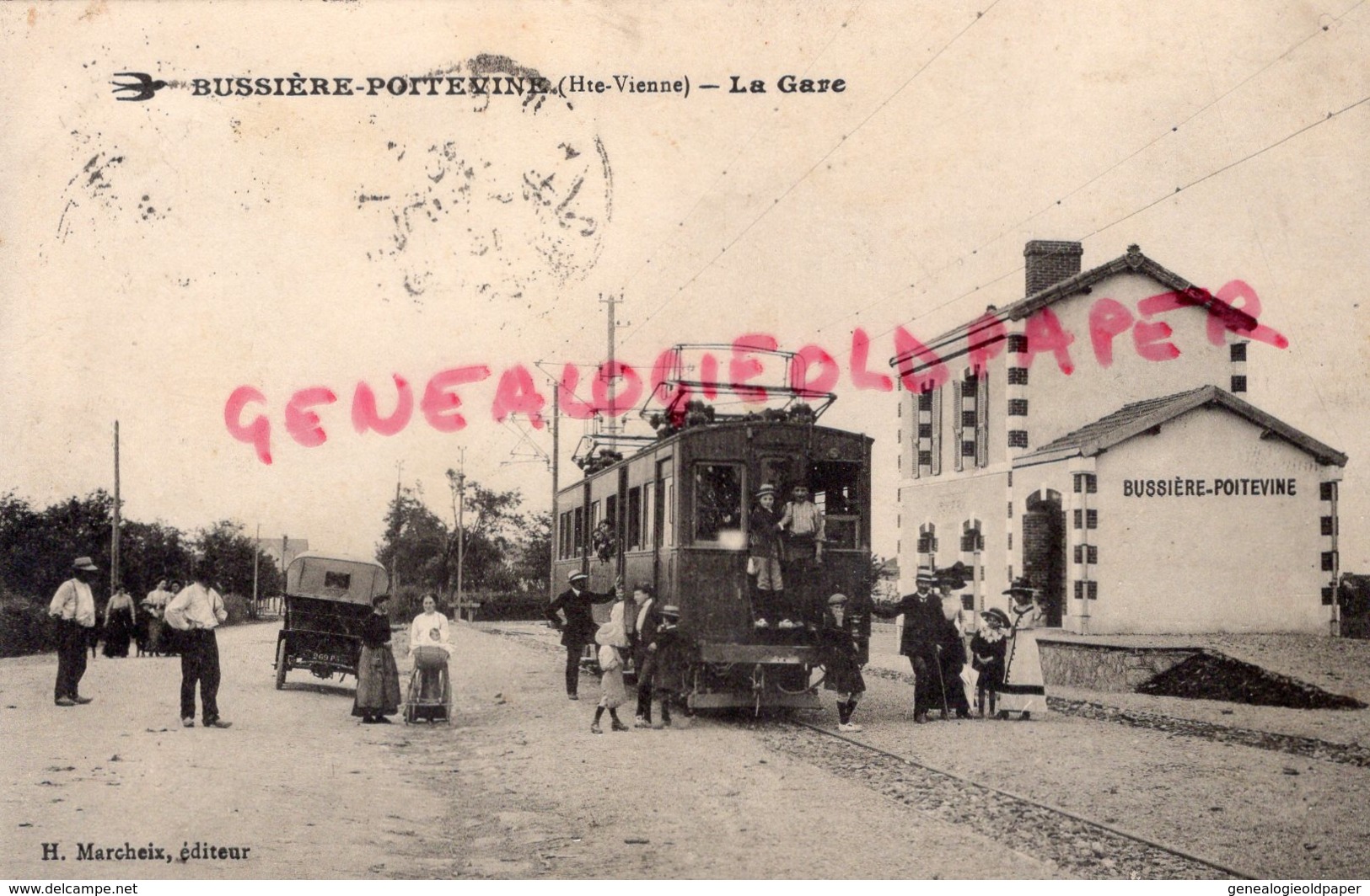 87 - BUSSIERE POITEVINE - LA GARE DES TRAMWAYS - TRAMWAY- EDITEUR H. MARCHEIX - Bussiere Poitevine