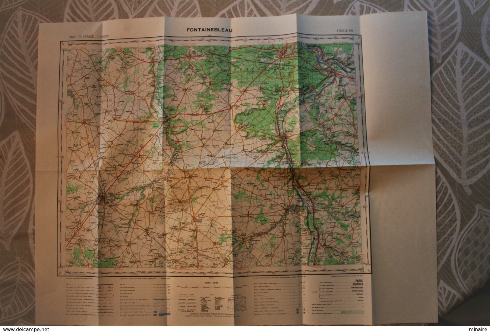 Carte IGN 1/100 000° FONTAINEBLEAU Feuille K9 Publiée 1957(Pithiviers, Puiseaux, Nemours, Moret, Malesherbes, Milly La F - Mapas Topográficas