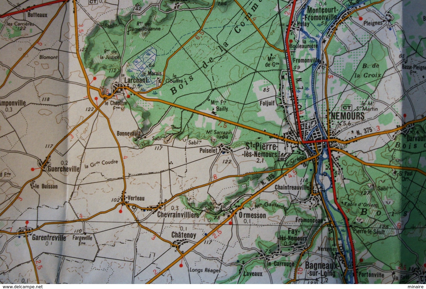 Carte IGN 1/100 000° FONTAINEBLEAU Feuille K9 Publiée 1957(Pithiviers, Puiseaux, Nemours, Moret, Malesherbes, Milly La F - Mapas Topográficas