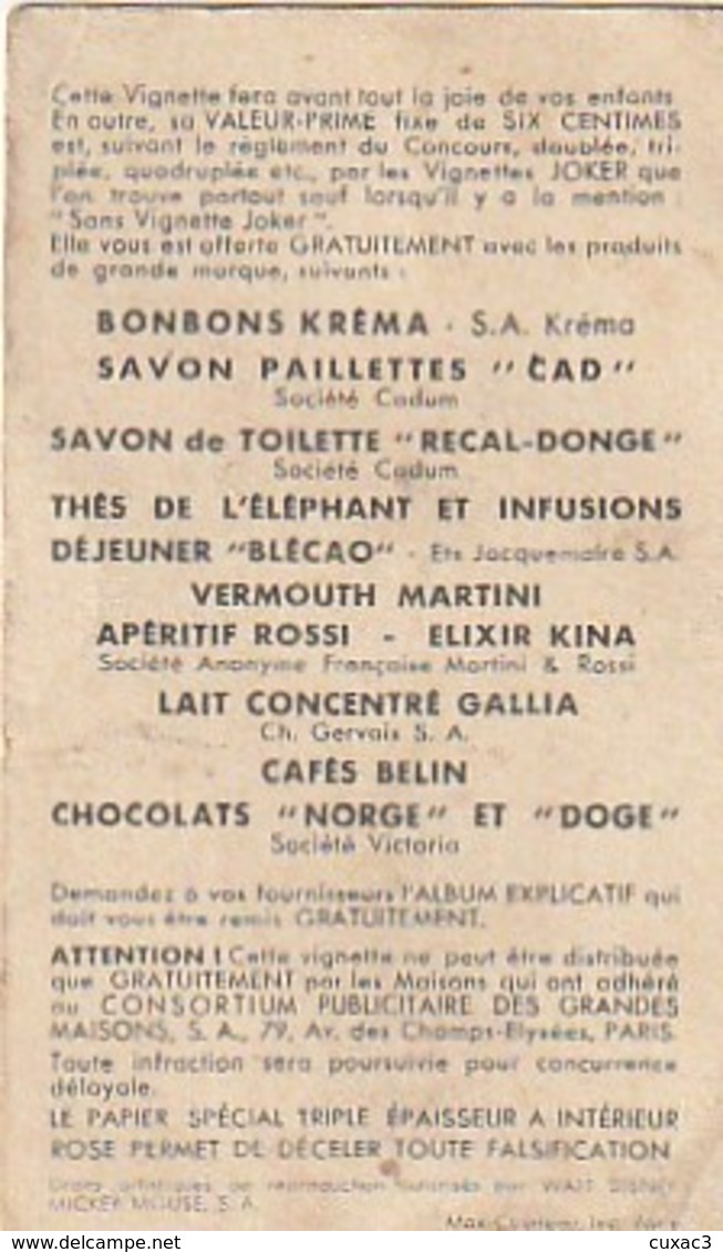 Carte Vignette MICKEY - Bonbon KREMA ,savon Paillettes CAD ,café BELIN ,chocolats NORGE Et DOGE - Other & Unclassified