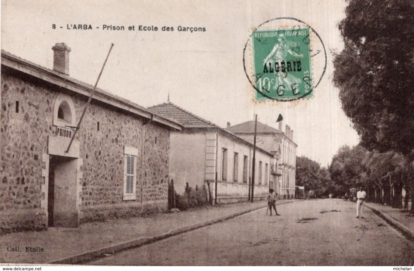 CPA   ALGERIE---L'ARBA---PRISON ET ECOLE DE GARCONS---TRES RARE ? - Autres & Non Classés