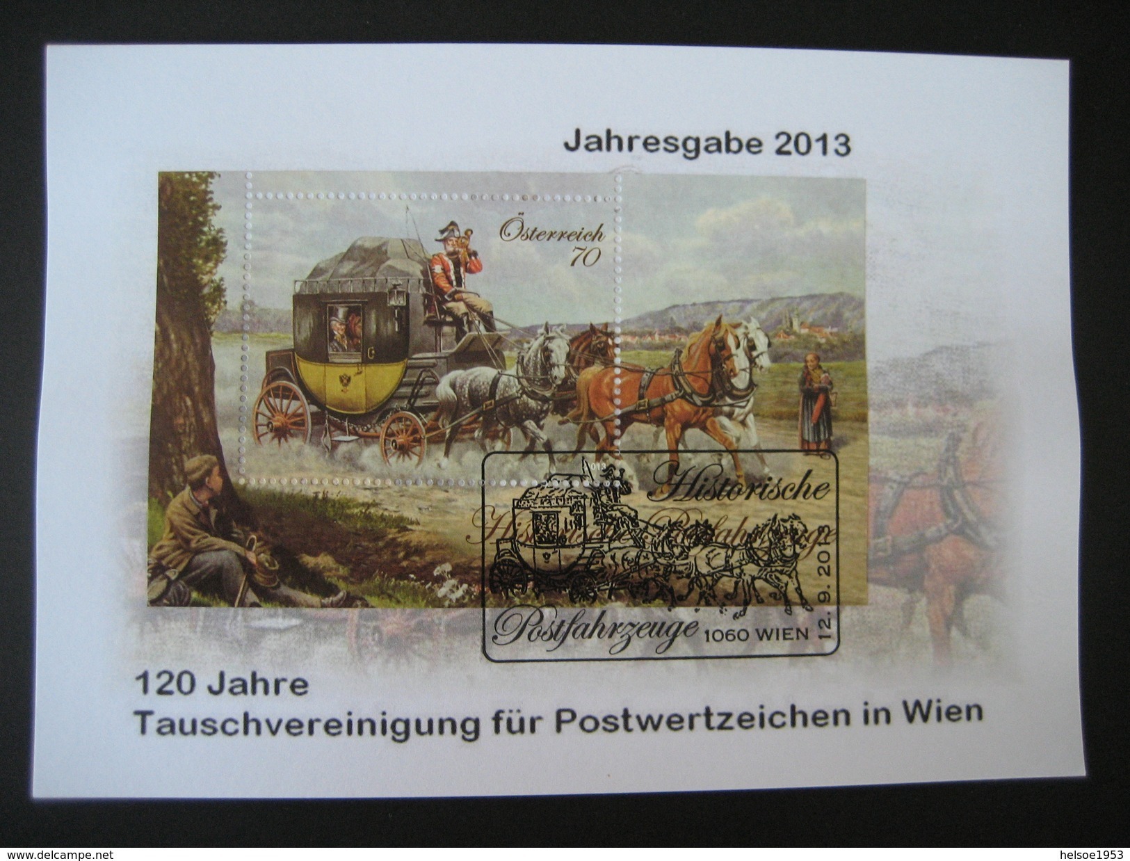 Österreich VÖPh Jahresgabe 2013 Mit Block Hist. Postfahrzeuge ANK 3126 - Briefe U. Dokumente