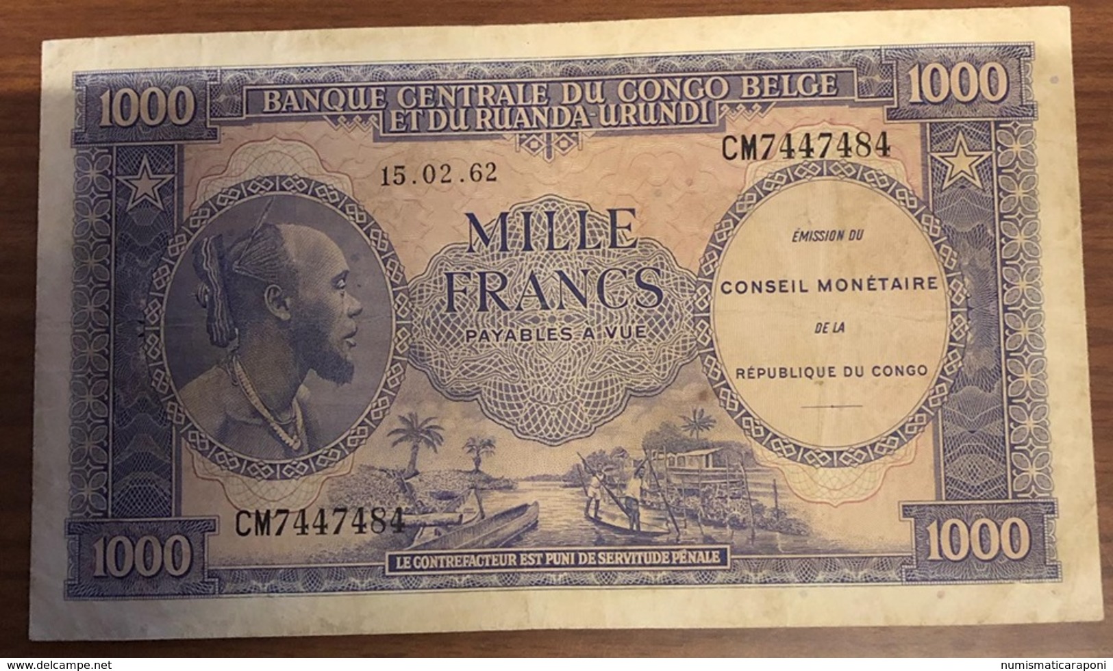 Congo Belga Ruanda Urundi 1000 Francs 1962 Pick#2 LOTTO 2379 - Unclassified