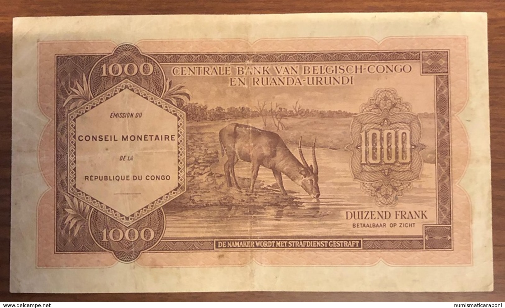 Congo Belga Ruanda Urundi 1000 Francs 1962 Pick#2 LOTTO 2379 - Non Classés